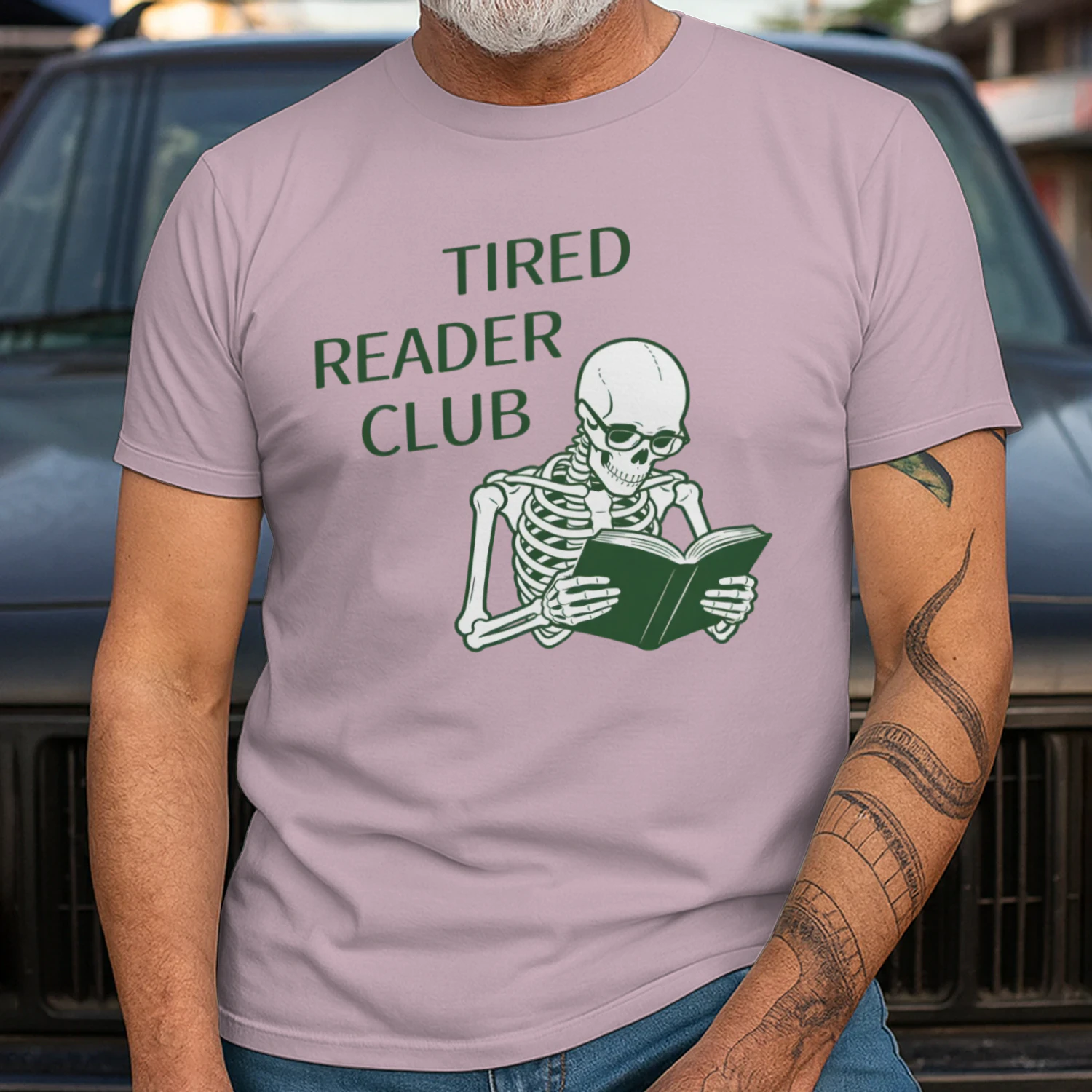 Tired Reader Club Heavy Cotton Light Colors T-shirt 1 Side, Book Club Gildan Tee, Readers Club Shirt, Book Lover Gifts