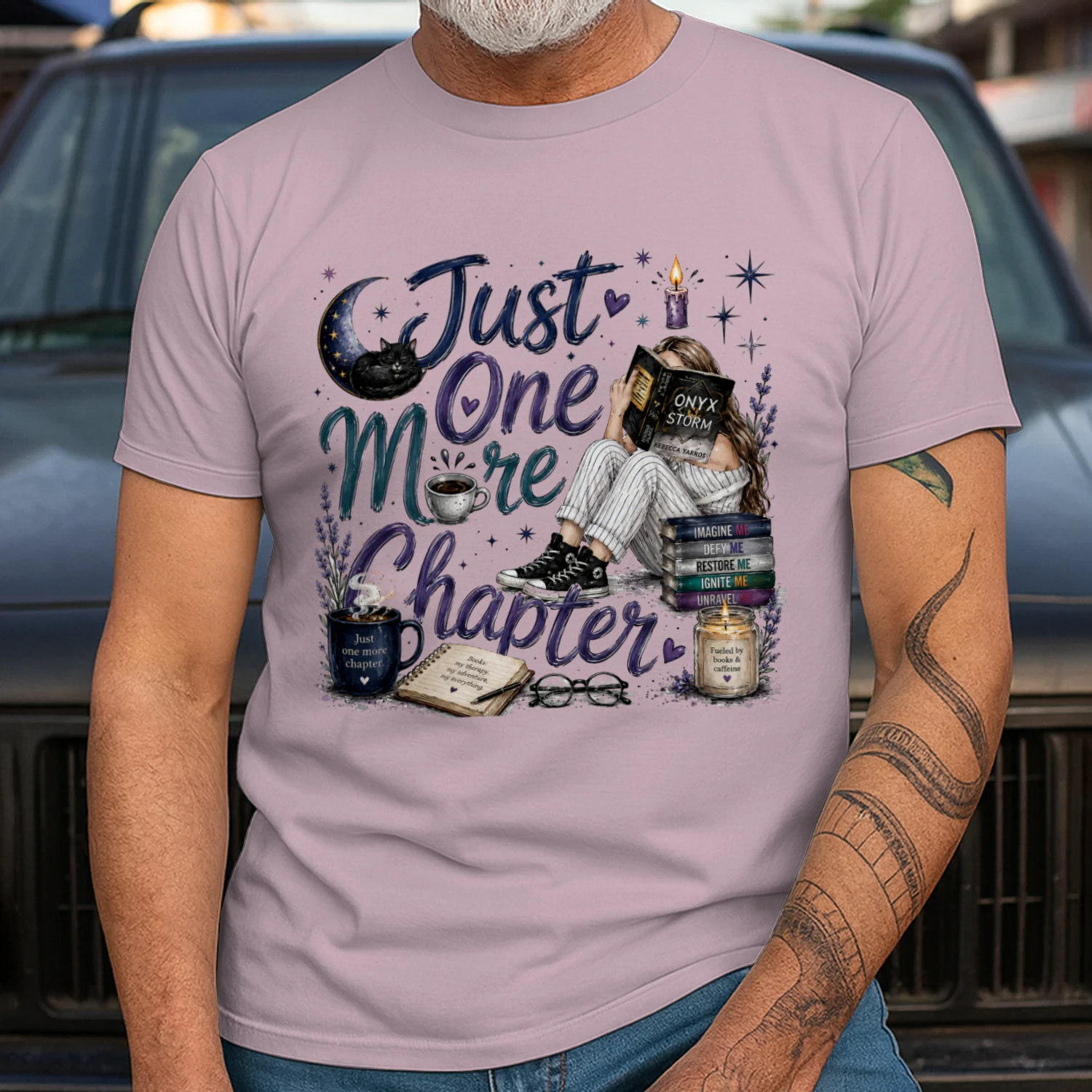 Just One More Chapter Heavy Cotton Light Colors T-shirt 1 Side, Fourth Wing Gildan Tee, Romantasy Shirt, Book Lover Gifts