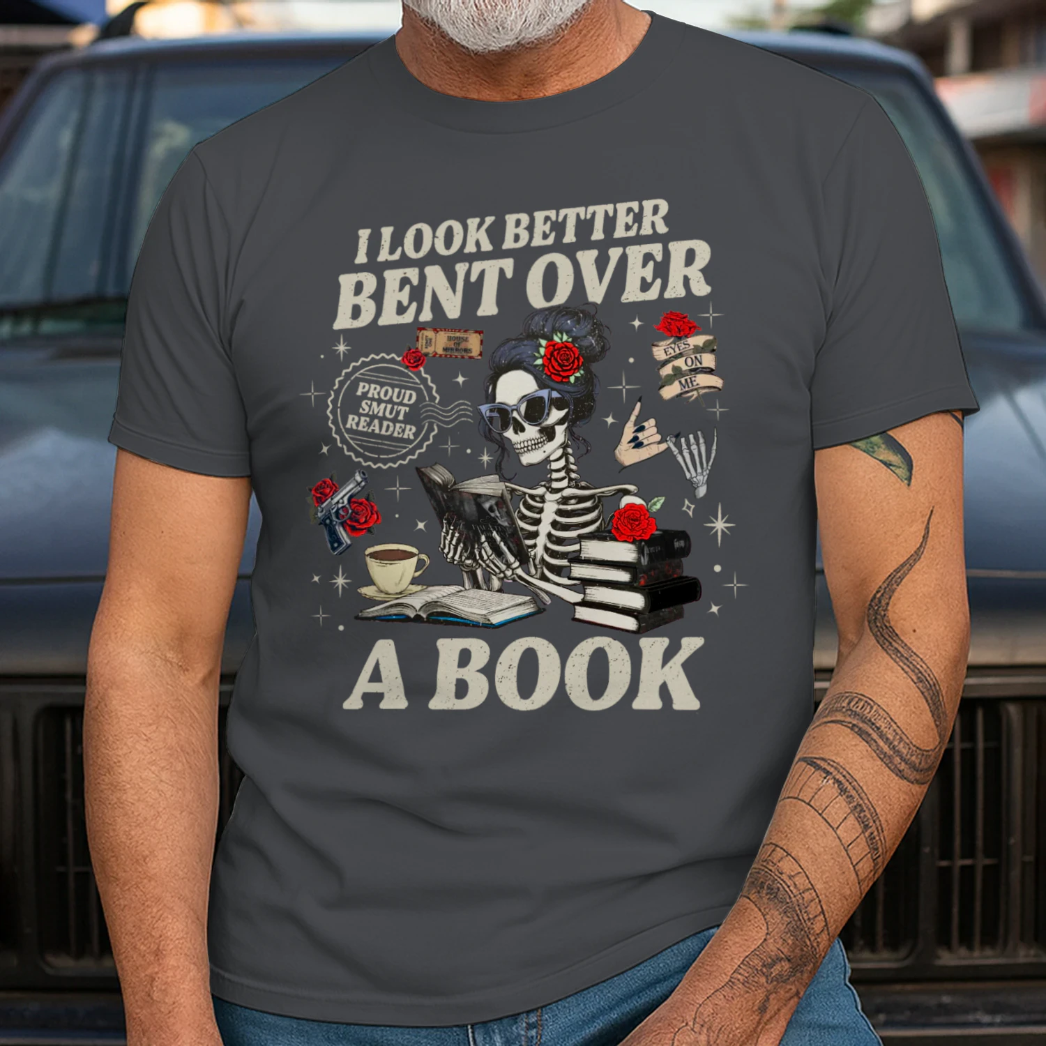 I Look Better Bent Over A Book Heavy Cotton Dark Colors T-shirt 1 Side, Haunting Adeline Gildan Tee, Dark Romance Shirt, Book Lover Gifts