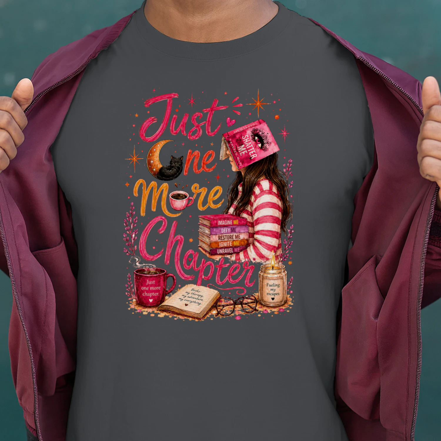 Just One More Chapter Heavy Cotton Dark Colors T-shirt 1 Side, Shatter Me Gildan Tee, Romantasy Shirt, Book Lover Gifts