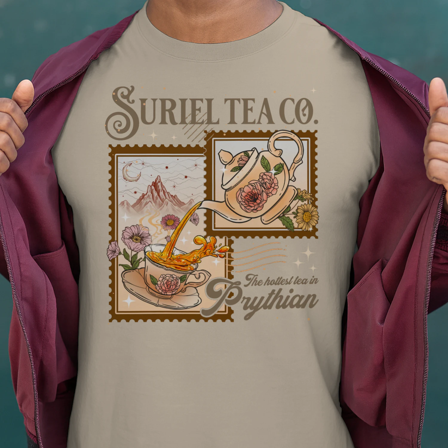 Suriel Tea Co Heavy Cotton Light Colors T-shirt 1 Side, Acotar Series Gildan Tee, Fantasy Romance Book Shirt, Book Lover Gifts
