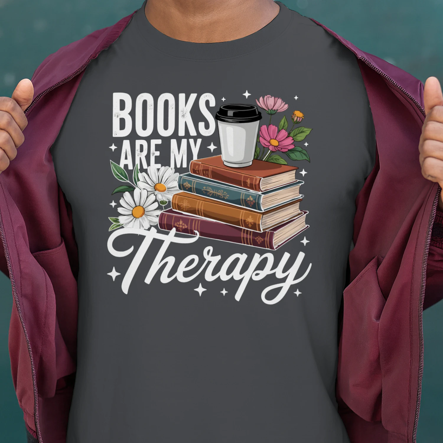 Book Are My Therapy V2 Heavy Cotton Dark Colors T-shirt 1 Side, Book Club Gildan Tee, Readers Club Shirt, Book Lover Gifts