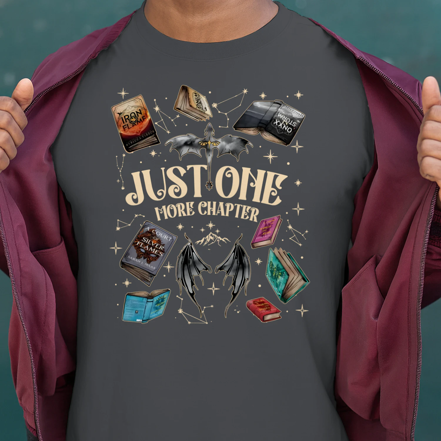 Just One More Chapter Heavy Cotton Dark Colors T-shirt 1 Side, Acotar Gildan Tee, Romantasy Shirt, Book Lover Gifts