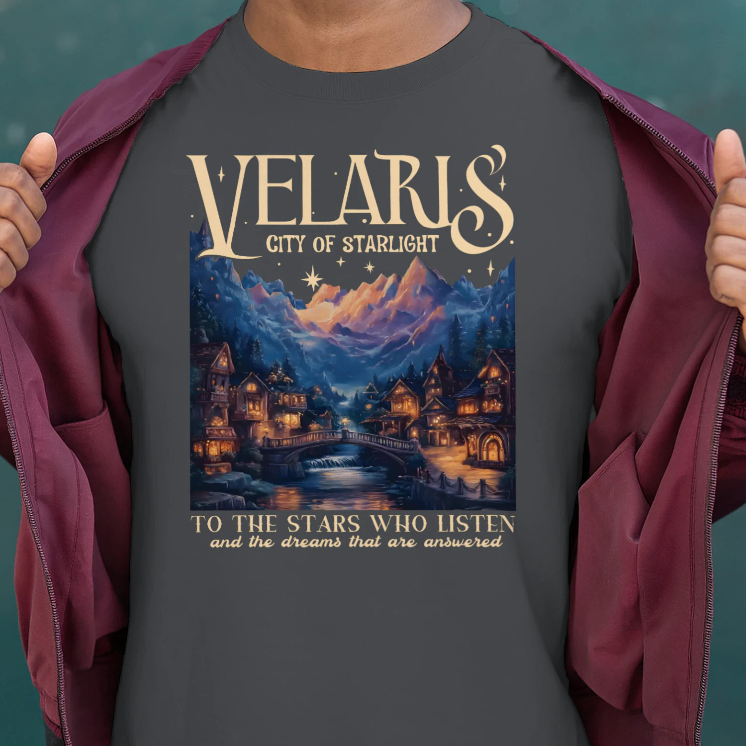 Velaris City Of Starlight Heavy Cotton Dark Colors T-shirt 1 Side, Acotar Series Gildan Tee, Fantasy Romance Book Shirt, Book Lover Gifts