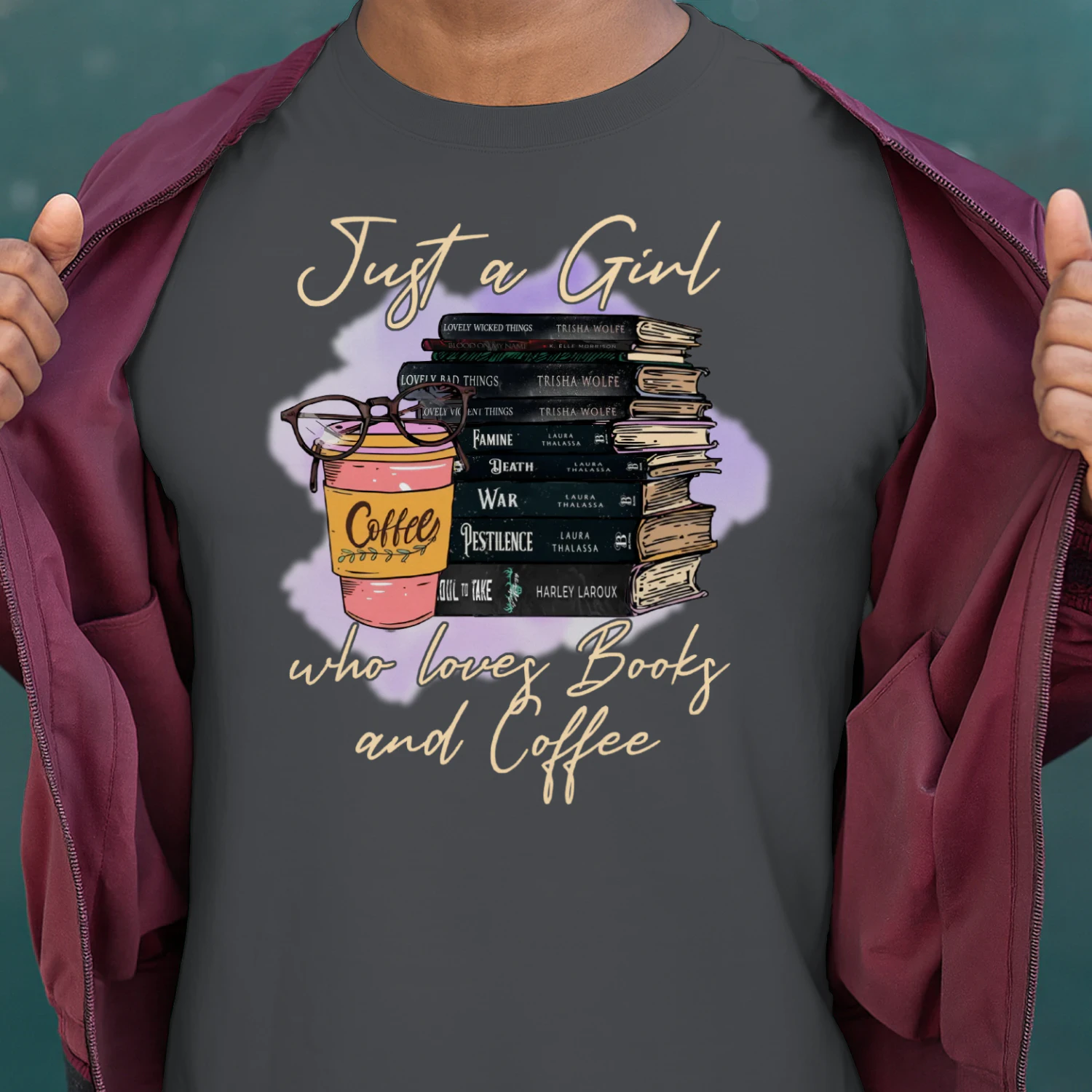 Girl Love Book And Coffee Heavy Cotton T-shirt 1 Side, Dark Romance Book Tee, Romantasy Book Shirt, Book Lover Gifts