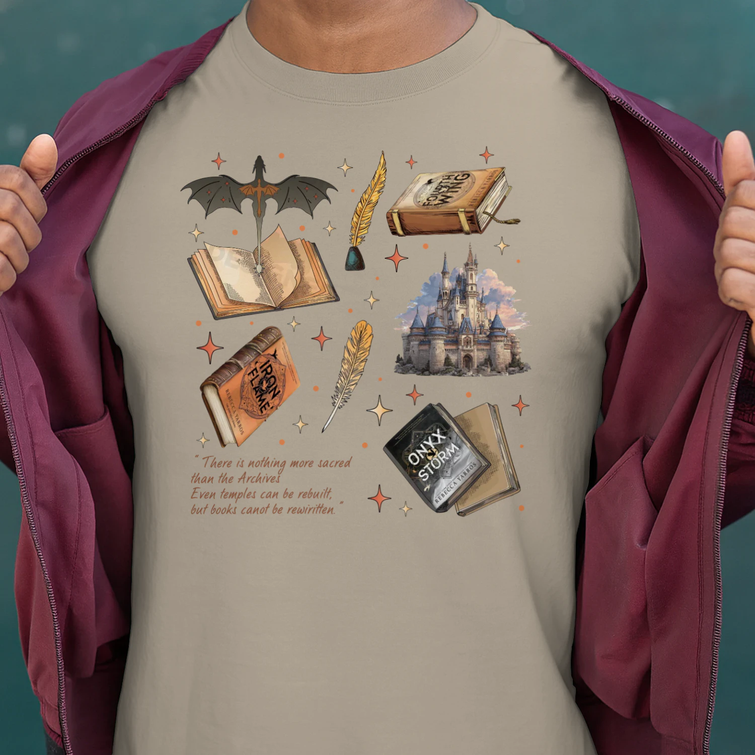 Fourth Wing Heavy Cotton Light Colors T-shirt 1 Side, The Empyrean Series Gildan Tee, Fantasy Romance Book Shirt, Book Gifts