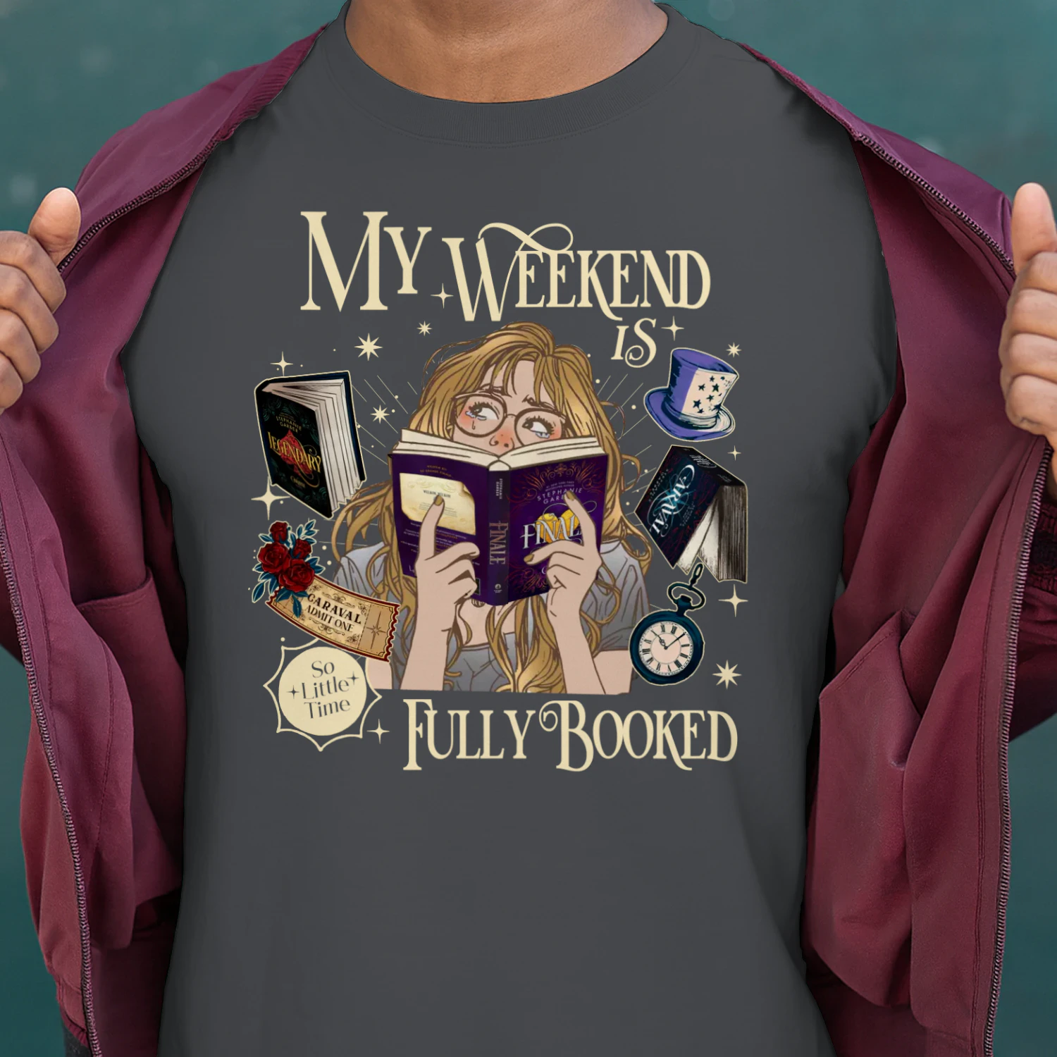 My Weekend Is Fully Booked Heavy Cotton Dark Colors T-shirt 2 Side, Caraval Series Gildan Tee, Young Adult Book Shirt, Book Lover Gifts