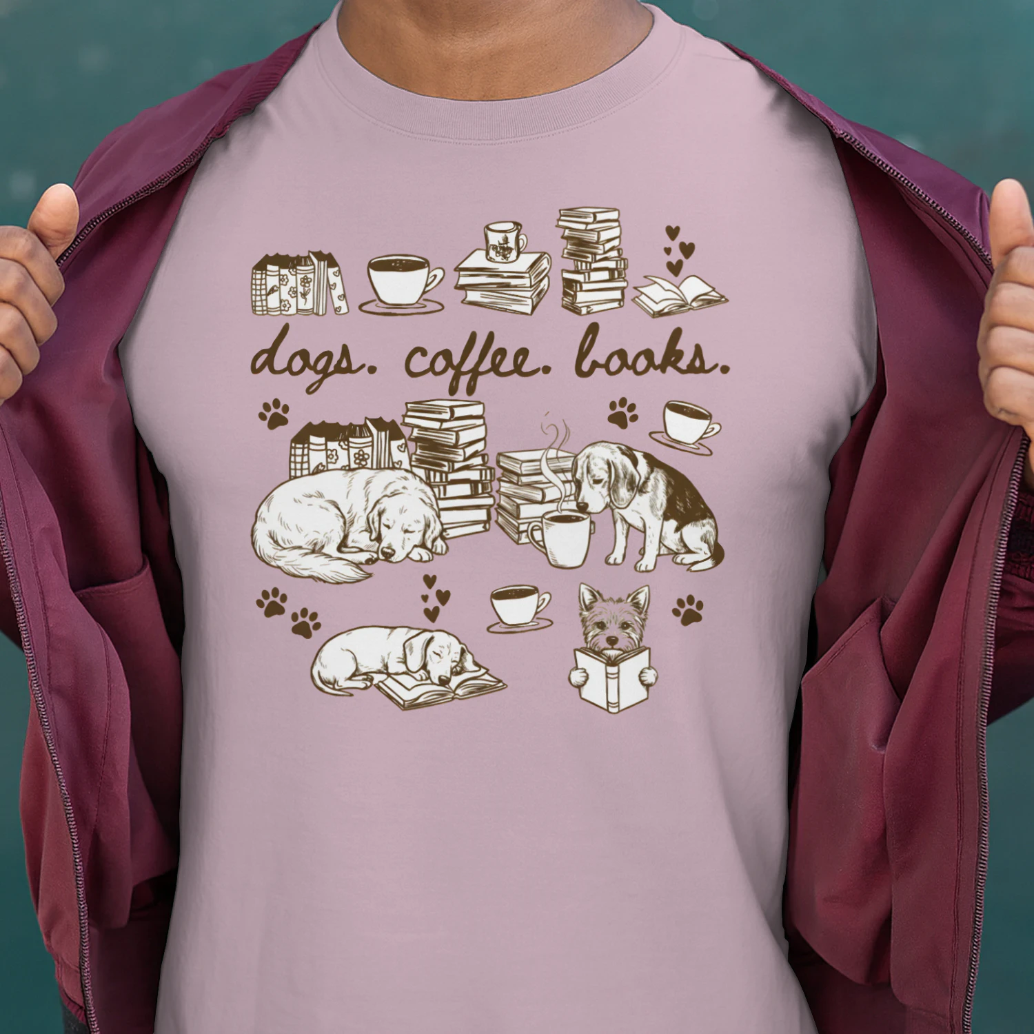 Dogs, Coffee and Book Club Heavy Cotton Light Colors T-shirt 1 Side, Book Club Gildan Tee, Readers Club Shirt, Book Lover Gifts