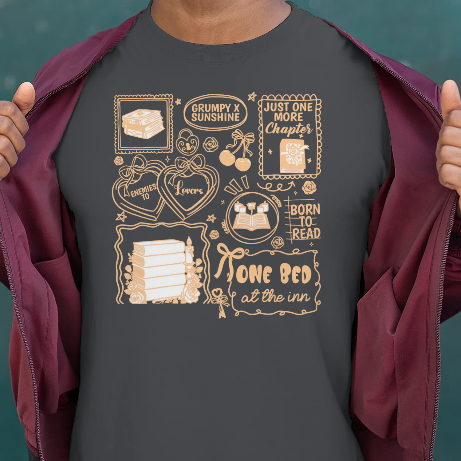 Enemies To Lovers Heavy Cotton Dark Colors T-shirt 1 Side, Book Lover Quotes Gildan Tee, Readers Club Shirt, Book Lover Gifts