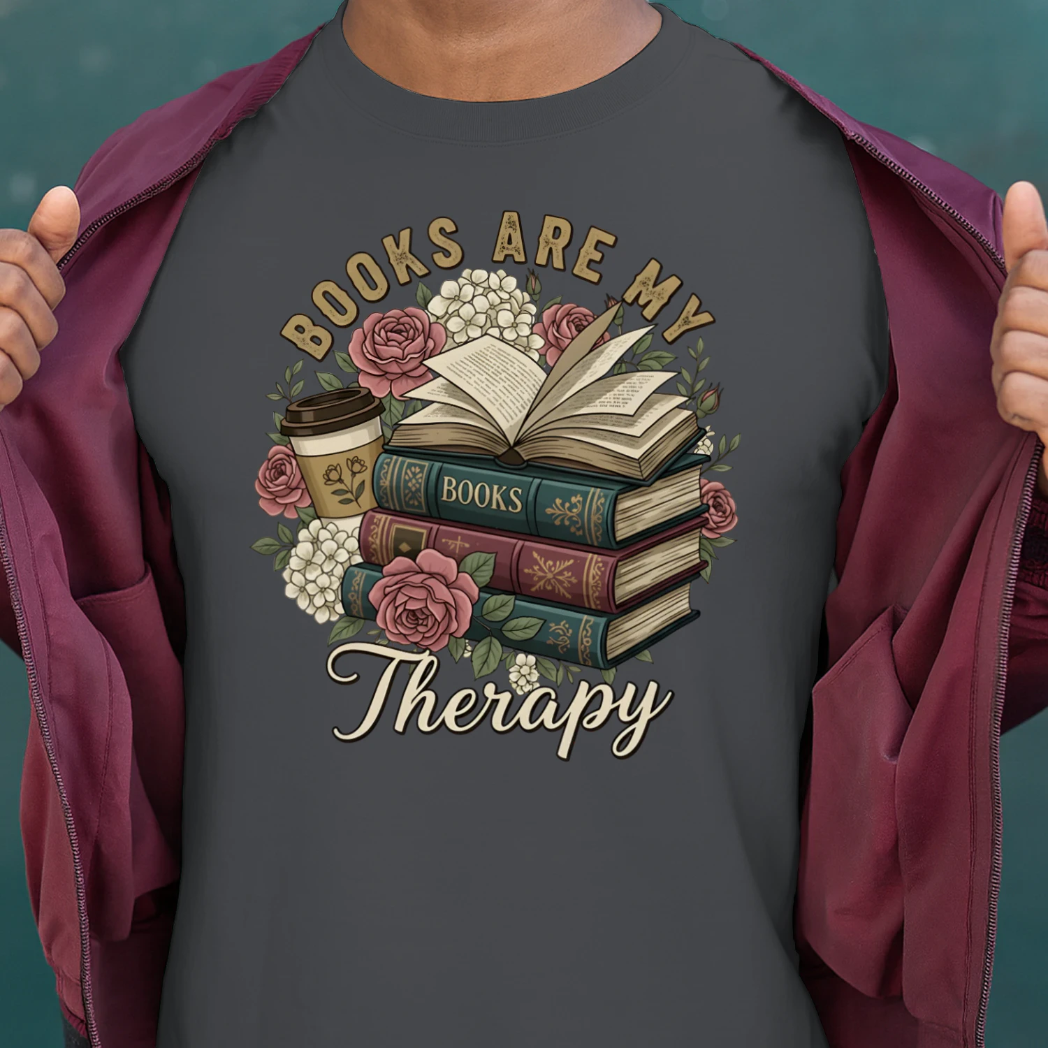 Book Are My Therapy V3 Heavy Cotton Dark Colors T-shirt 1 Side, Book Club Gildan Tee, Readers Club Shirt, Book Lover Gifts