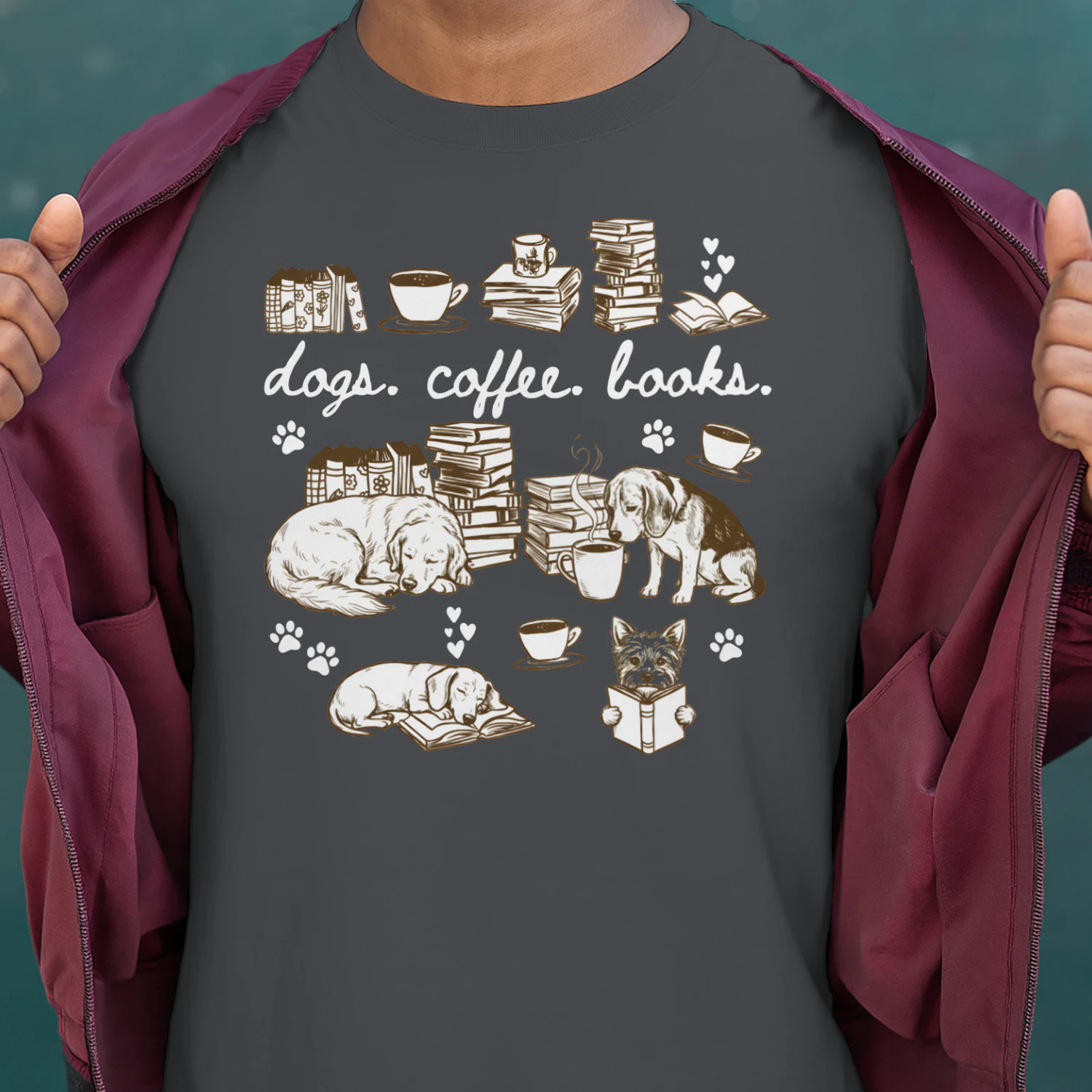 Dogs, Coffee and Book Club Heavy Cotton Dark Colors T-shirt 1 Side, Book Club Gildan Tee, Readers Club Shirt, Book Lover Gifts