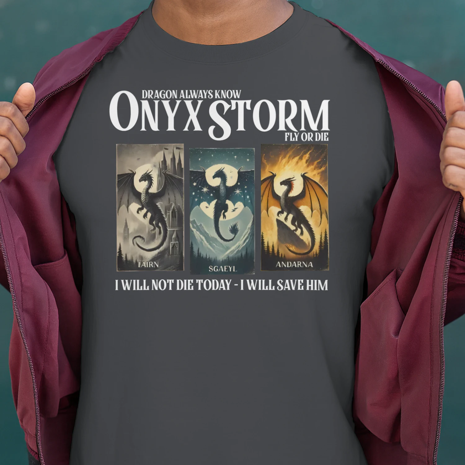 Onyx Storm Heavy Cotton Dark Colors T-shirt 1 Side, The Empyrean Series Gildan Tee, Fantasy Romance Book Shirt, Book Lover Gifts