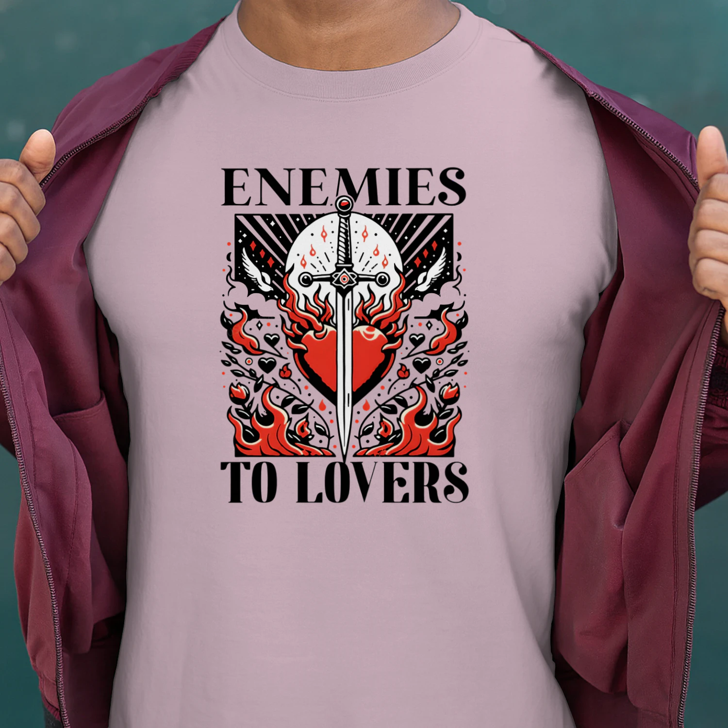 Enemies To Lovers Heavy Cotton Light Colors T-shirt 1 Side, Book Club Gildan Tee, Readers Club Shirt, Book Lover Gifts