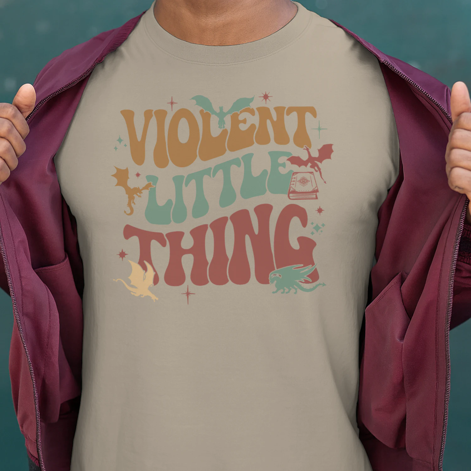 Violent Little Thing Heavy Cotton Light Colors T-shirt 1 Side, Fourth Wing Gildan Tee, Romantasy Book Shirt, Book Gifts