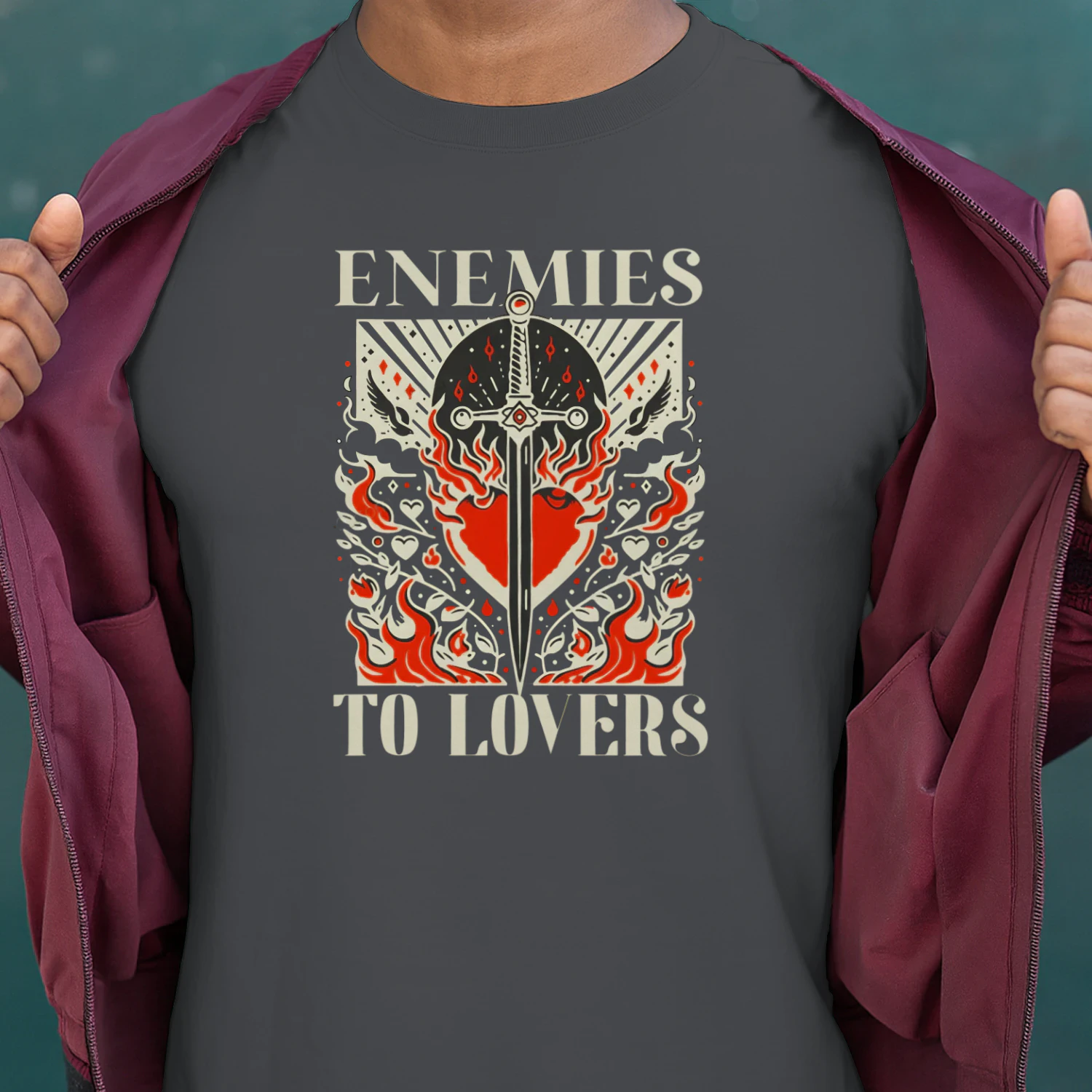 Enemies To Lovers Heavy Cotton Dark Colors T-shirt 1 Side, Book Club Gildan Tee, Readers Club Shirt, Book Lover Gifts