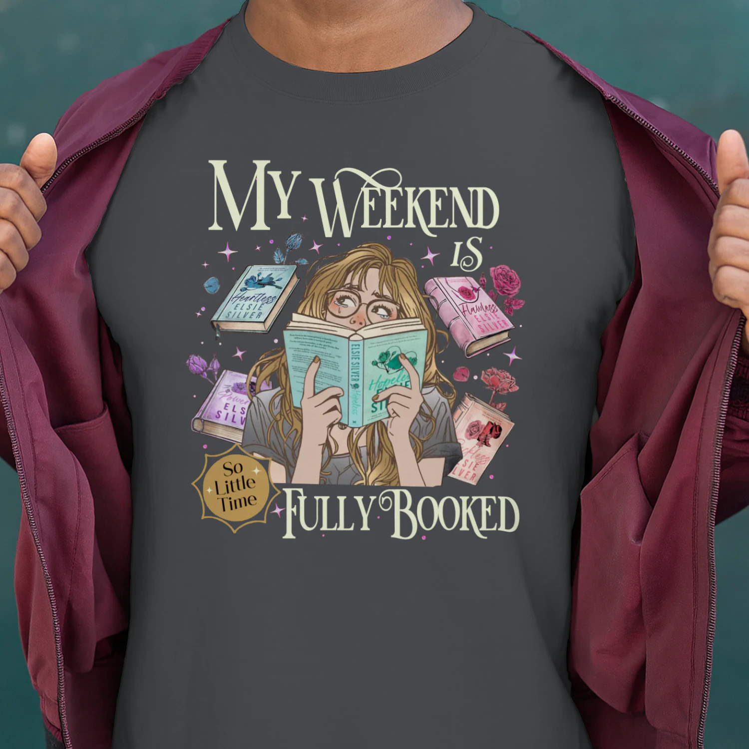 My Weekend Is Fully Booked Heavy Cotton Dark Colors T-shirt 1 Side, Fearless Gildan Tee, Romantasy Shirt, Book Lover Gifts