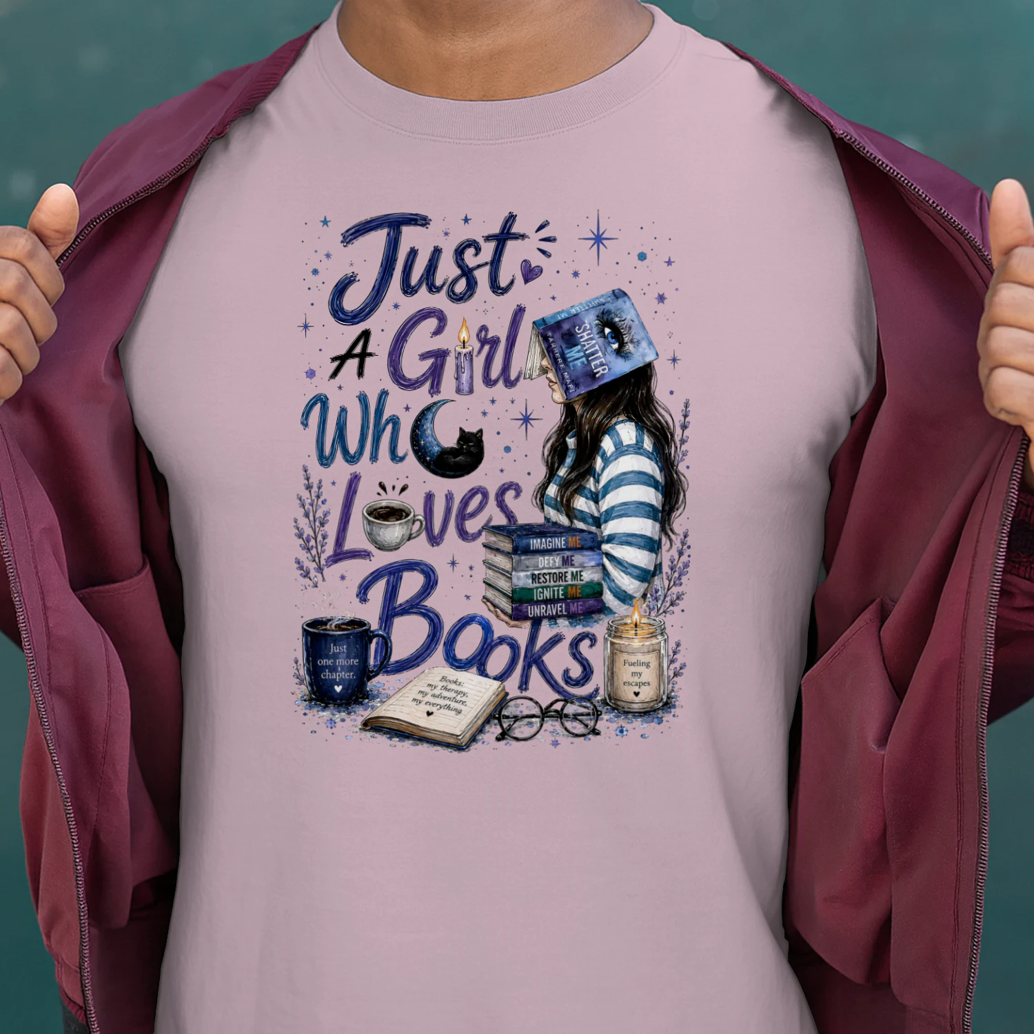 Just A Girl Who Lovers Books Heavy Cotton Light Colors T-shirt 1 Side, Shatter Me Gildan Tee, Romantasy Shirt, Book Lover Gifts