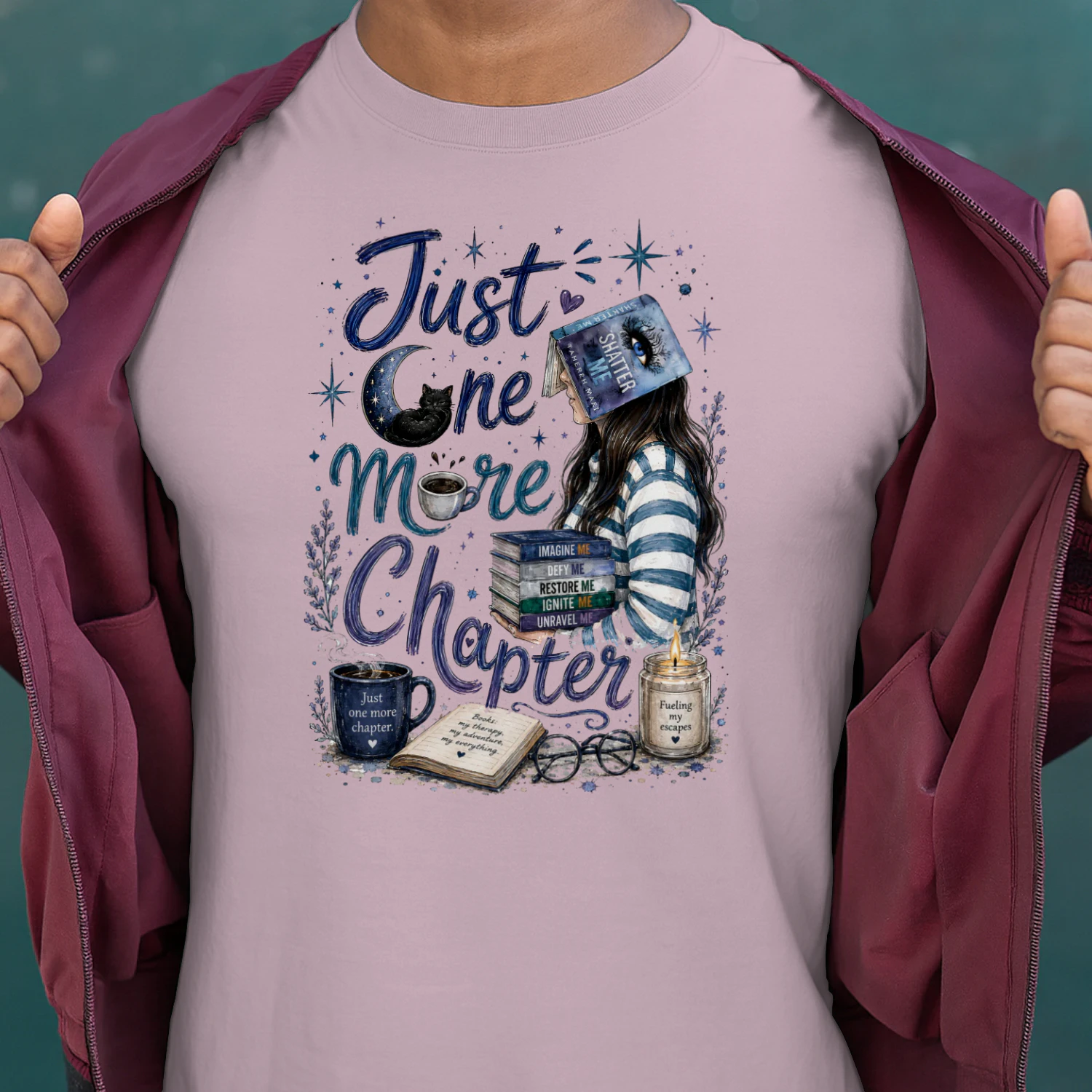 Just One More Chapter Heavy Cotton Light Colors T-shirt 1 Side, Shatter Me Gildan Tee, Romantasy Shirt, Book Lover Gifts