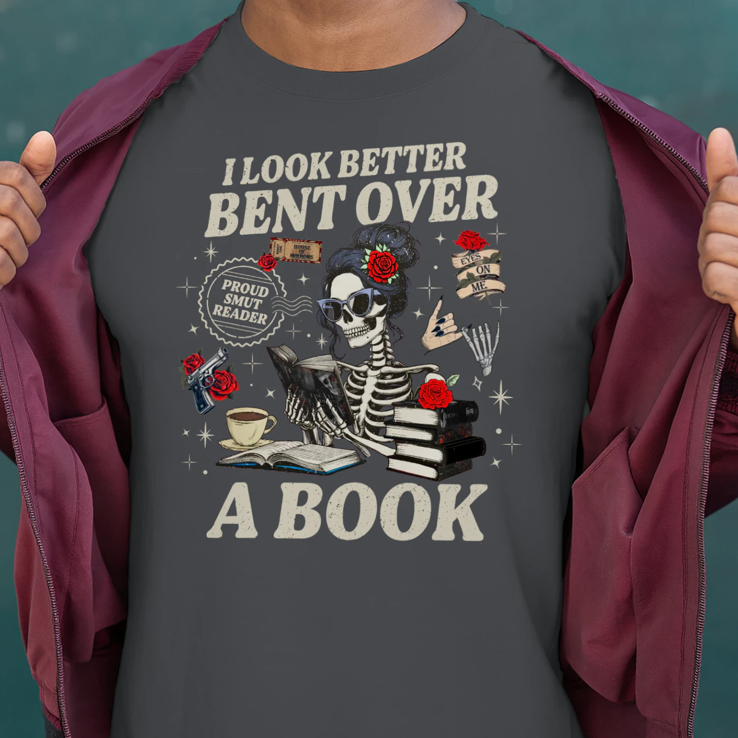 I Look Better Bent Over A Book Heavy Cotton Dark Colors T-shirt 1 Side, Haunting Adeline Gildan Tee, Dark Romance Shirt, Book Lover Gifts