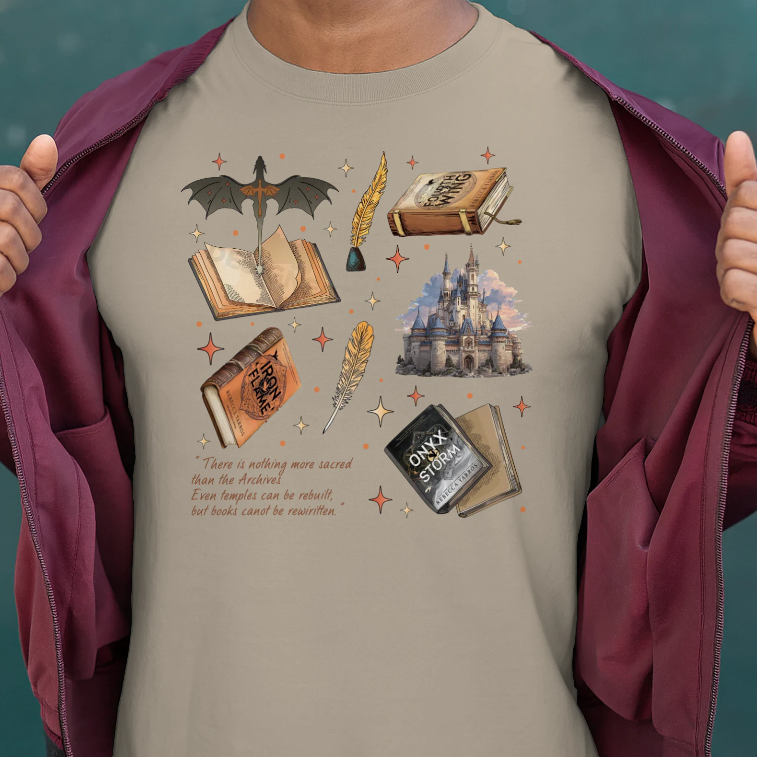 Fourth Wing Heavy Cotton Light Colors T-shirt 1 Side, The Empyrean Series Gildan Tee, Fantasy Romance Book Shirt, Book Gifts