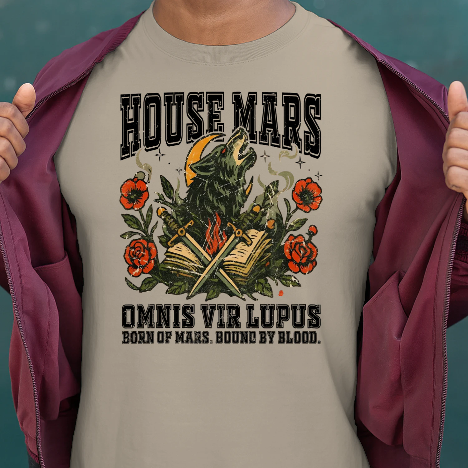 House Mars Heavy Cotton Light Colors T-shirt 1 Side, Red Rising Saga Gildan Tee, Science Fiction Book Shirt, Book Gifts