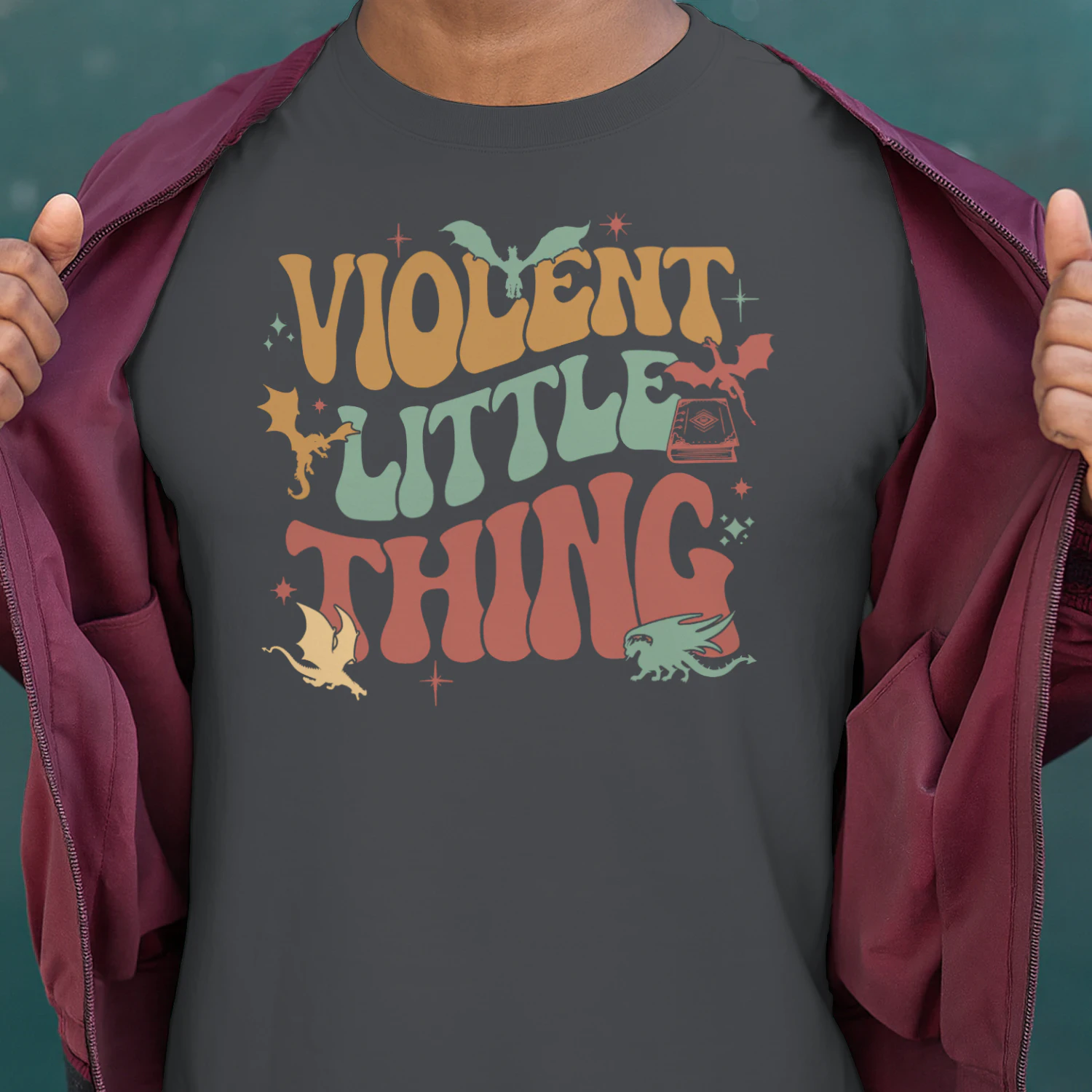 Violent Little Thing Heavy Cotton Dark Colors T-shirt 1 Side, Fourth Wing Gildan Tee, Romantasy Book Shirt, Book Lover Gifts