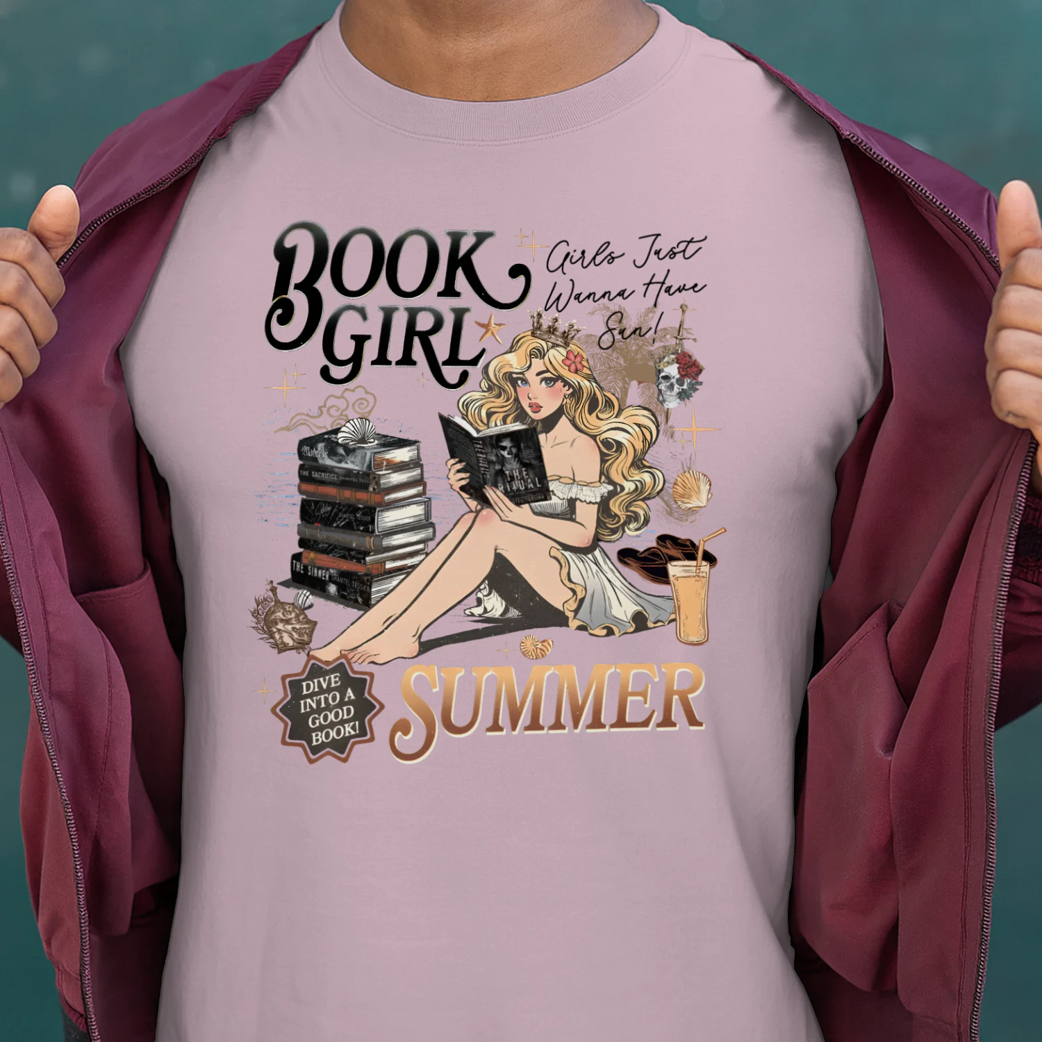 Book Girl Summer Heavy Cotton Light Colors T-shirt 2 Side, The Enemy Series Gildan Tee, Survival Horror Book Shirt, Book Lover Gifts