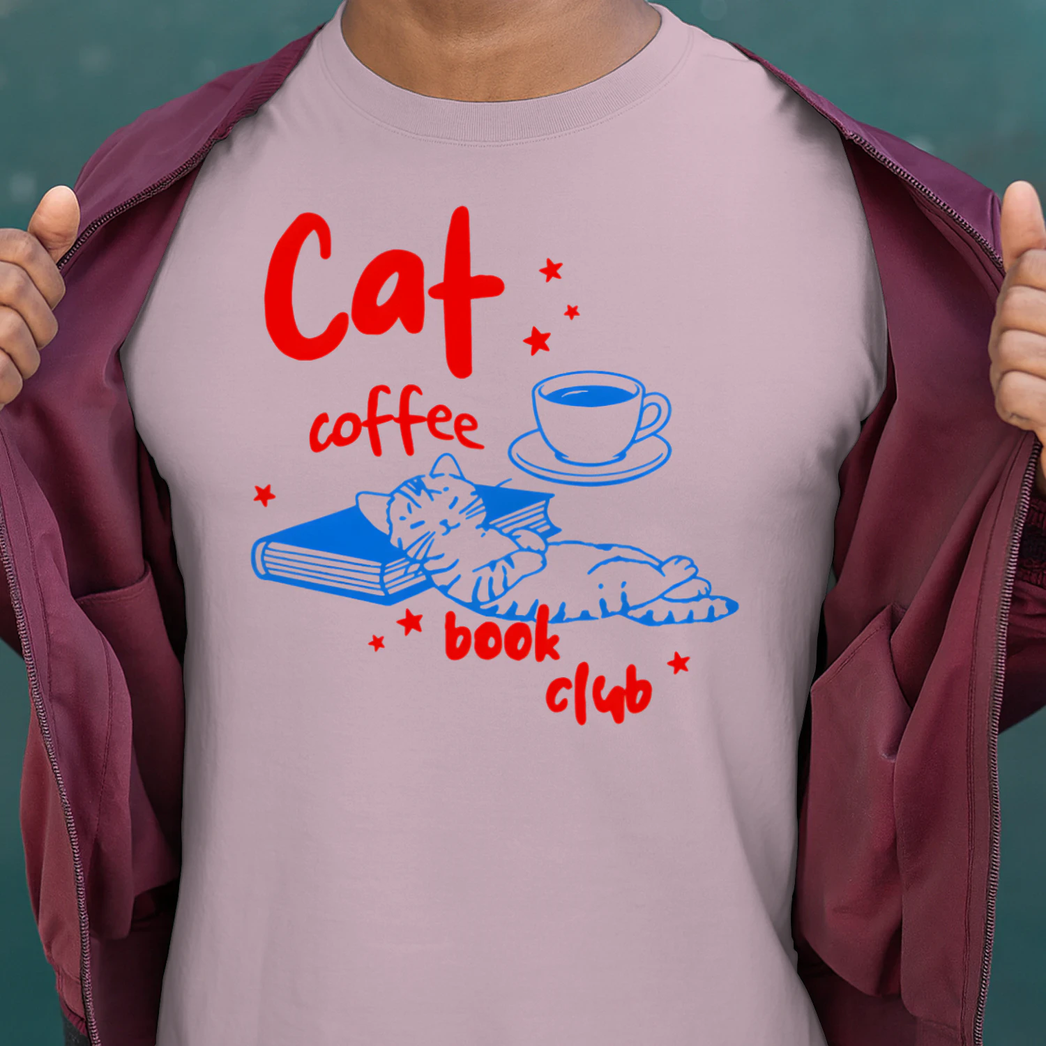 Cat, Coffee, Book Club Heavy Cotton Light Colors T-shirt 1 Side, Book Club Gildan Tee, Readers Club Shirt, Book Lover Gifts