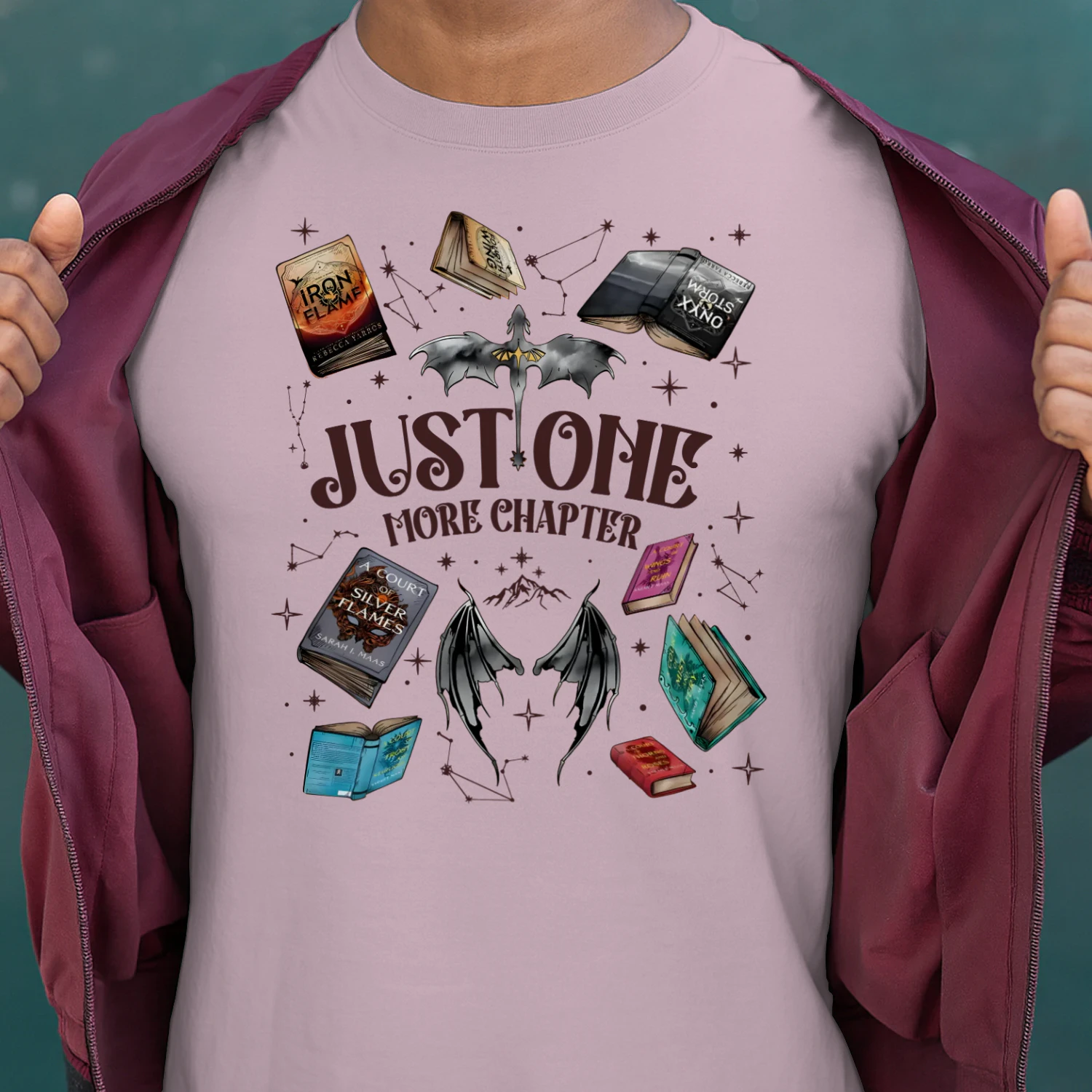 Just One More Chapter Heavy Cotton Light Colors T-shirt 1 Side, Acotar Gildan Tee, Romantasy Shirt, Book Lover Gifts
