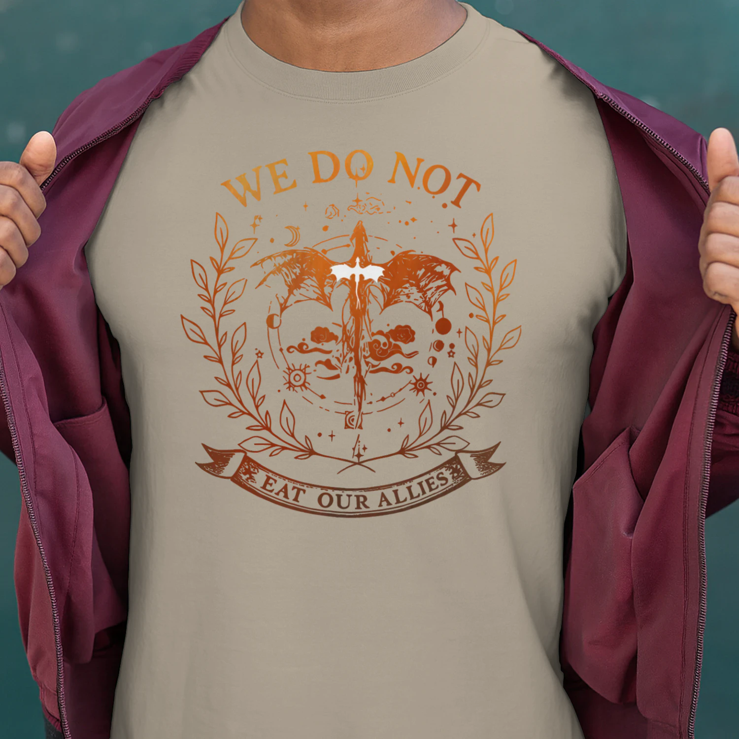 We Do Not Eat Our Allies Heavy Cotton Light Colors T-shirt 1 Side, Fourth Wing Gildan Tee, Fantasy Romance Book Shirt, Book Gifts