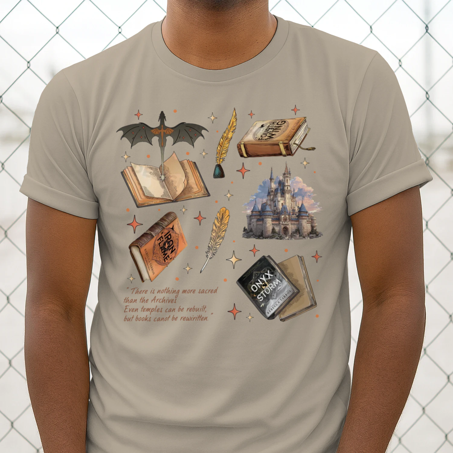 Fourth Wing Heavy Cotton Light Colors T-shirt 1 Side, The Empyrean Series Gildan Tee, Fantasy Romance Book Shirt, Book Gifts