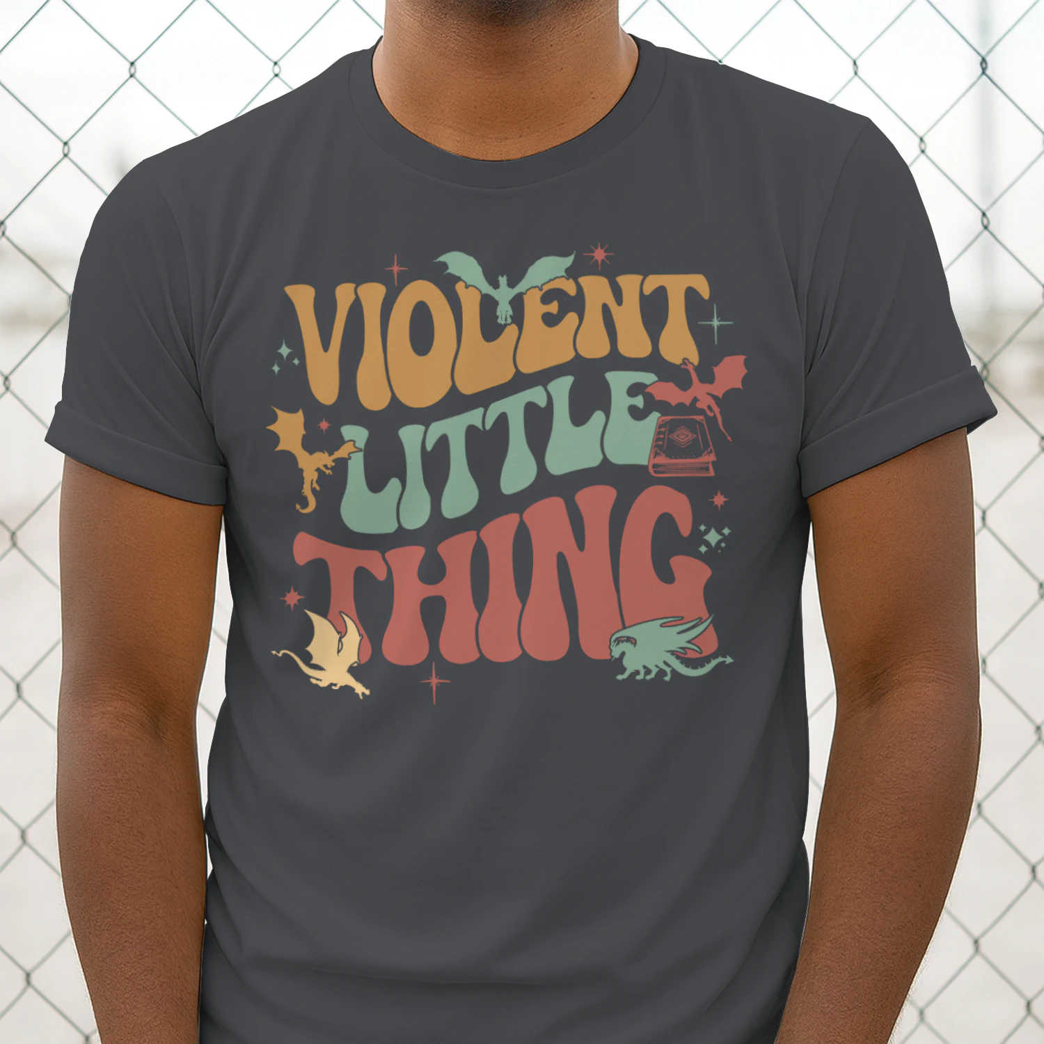 Violent Little Thing Heavy Cotton Dark Colors T-shirt 1 Side, Fourth Wing Gildan Tee, Romantasy Book Shirt, Book Lover Gifts