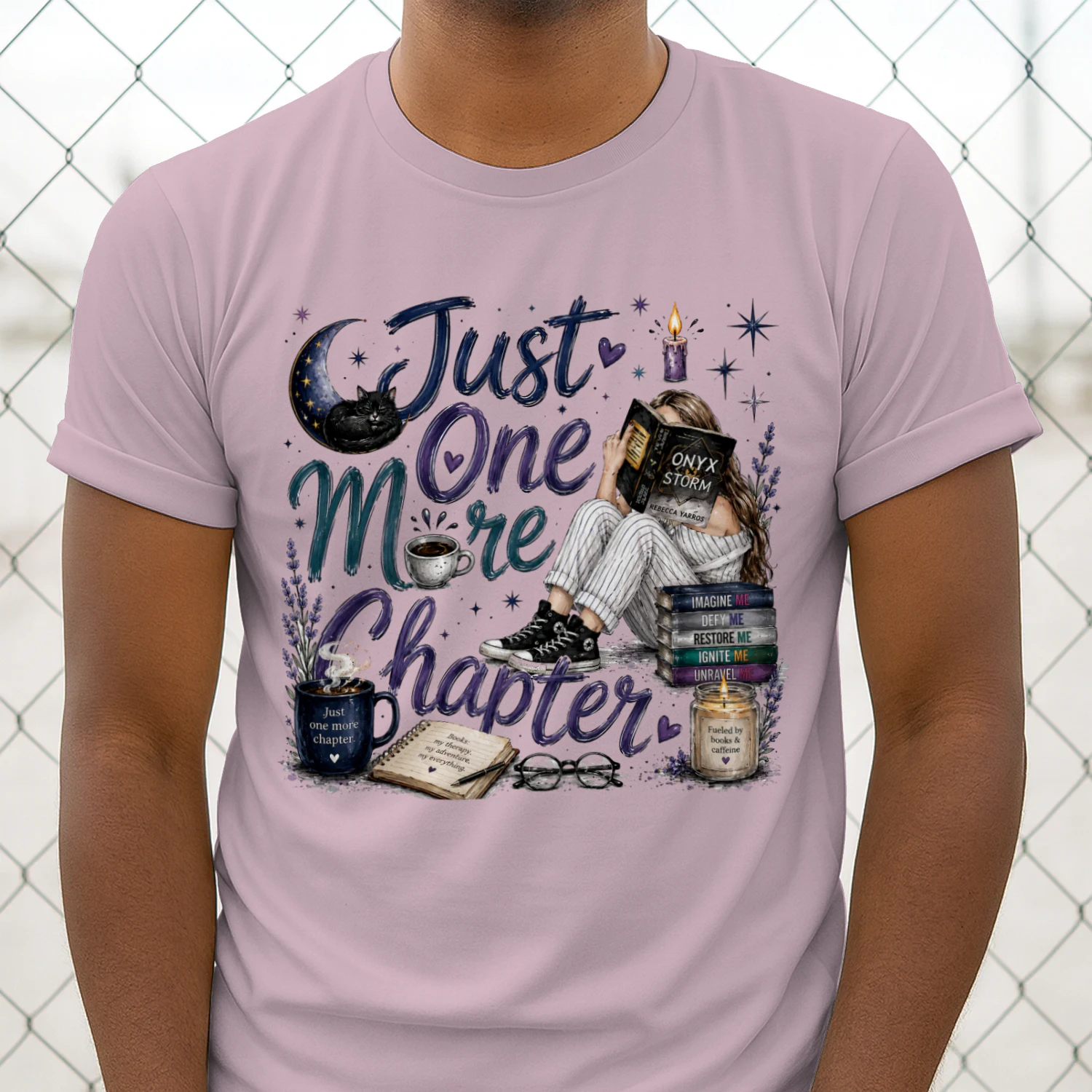 Just One More Chapter Heavy Cotton Light Colors T-shirt 1 Side, Fourth Wing Gildan Tee, Romantasy Shirt, Book Lover Gifts