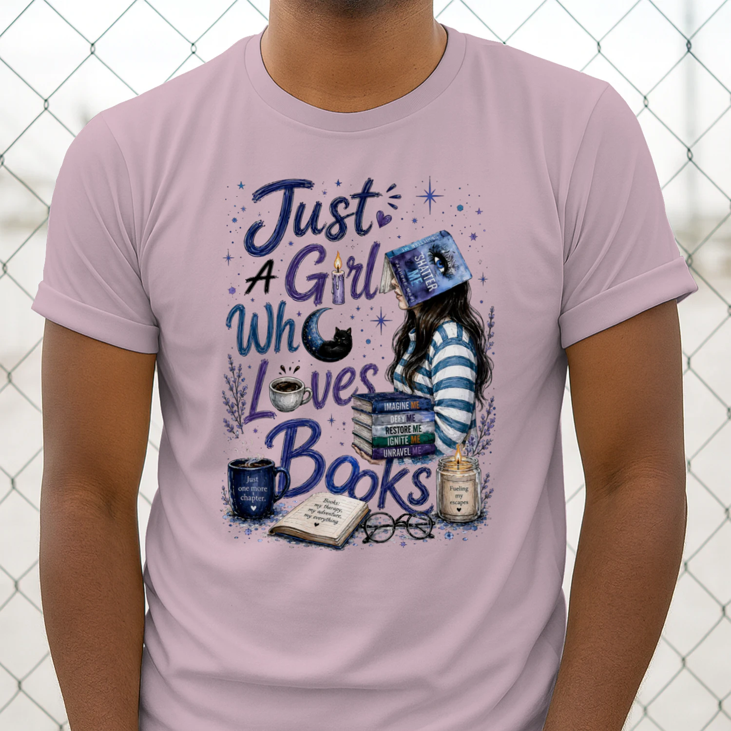 Just A Girl Who Lovers Books Heavy Cotton Light Colors T-shirt 1 Side, Shatter Me Gildan Tee, Romantasy Shirt, Book Lover Gifts