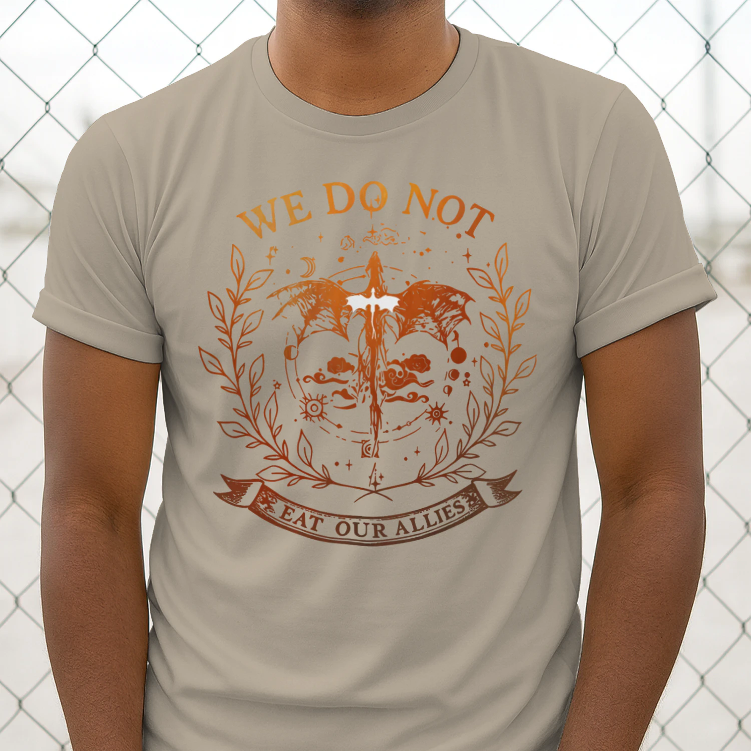 We Do Not Eat Our Allies Heavy Cotton Light Colors T-shirt 1 Side, Fourth Wing Gildan Tee, Fantasy Romance Book Shirt, Book Gifts