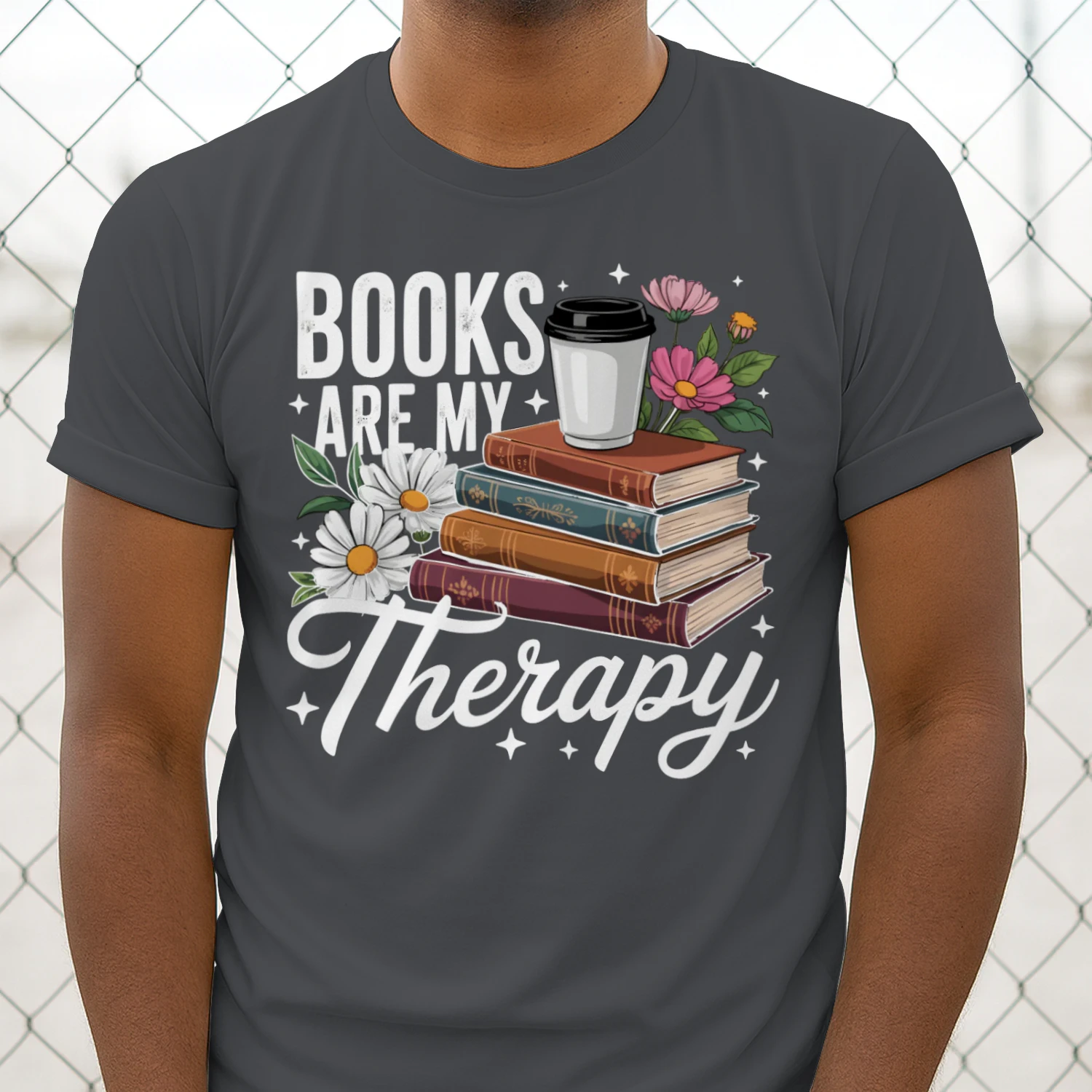 Book Are My Therapy V2 Heavy Cotton Dark Colors T-shirt 1 Side, Book Club Gildan Tee, Readers Club Shirt, Book Lover Gifts