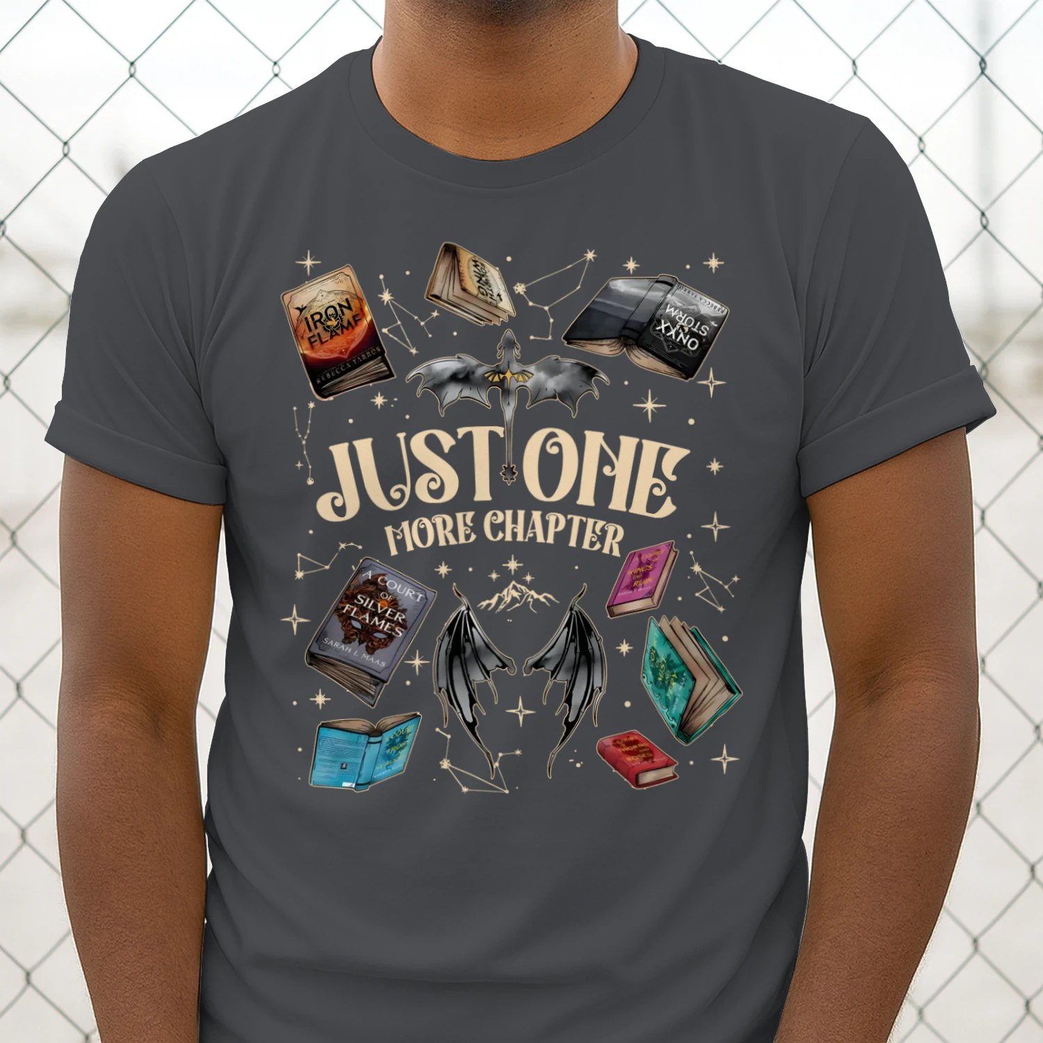 Just One More Chapter Heavy Cotton Dark Colors T-shirt 1 Side, Acotar Gildan Tee, Romantasy Shirt, Book Lover Gifts
