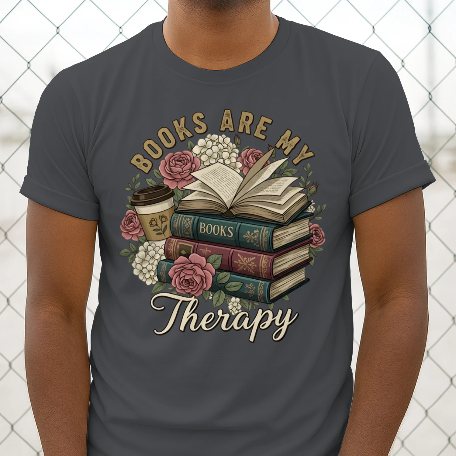 Book Are My Therapy Heavy Cotton Dark Colors T-shirt 1 Side, Book Club Gildan Tee, Readers Club Shirt, Book Lover Gifts