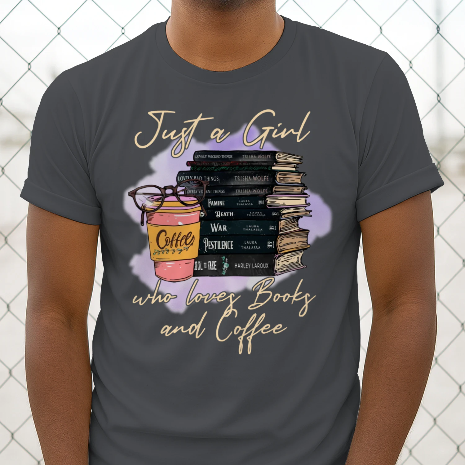 Girl Love Book And Coffee Heavy Cotton T-shirt 1 Side, Dark Romance Book Tee, Romantasy Book Shirt, Book Lover Gifts
