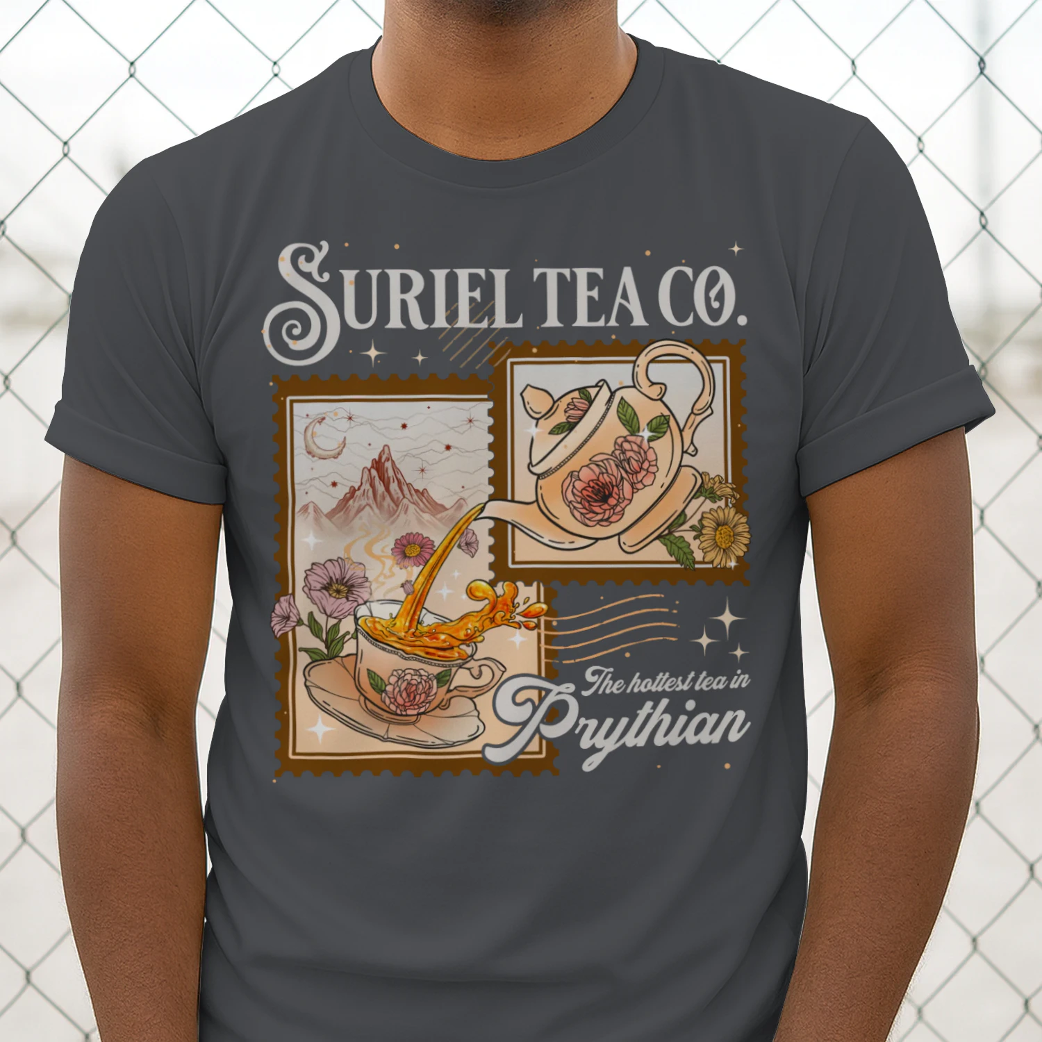 Suriel Tea Co Heavy Cotton Dark Colors T-shirt 1 Side, Acotar Series Gildan Tee, Fantasy Romance Book Shirt, Book Lover Gifts