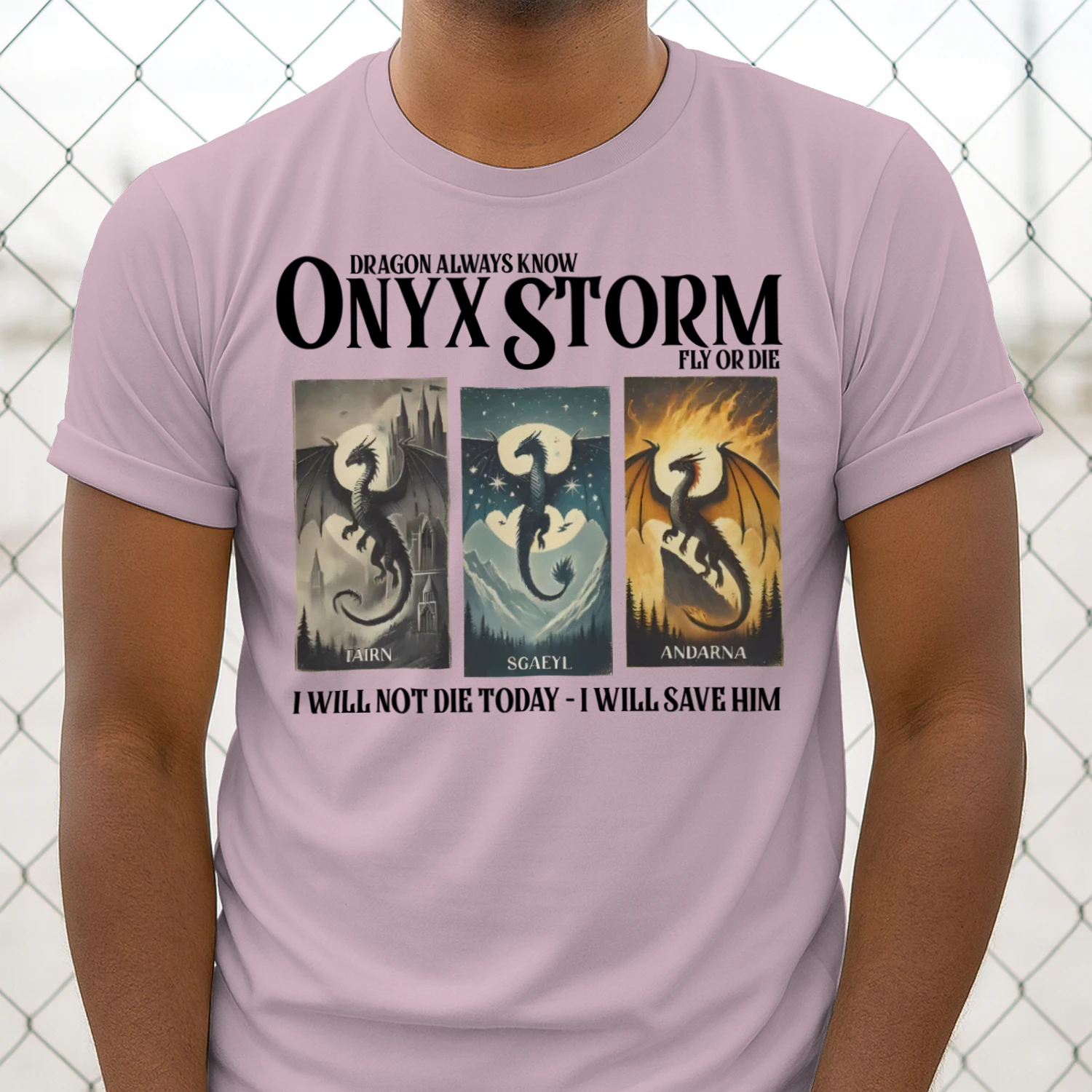 Onyx Storm Heavy Cotton Light Colors T-shirt 1 Side, The Empyrean Series Gildan Tee, Fantasy Romance Book Shirt, Book Lover Gifts