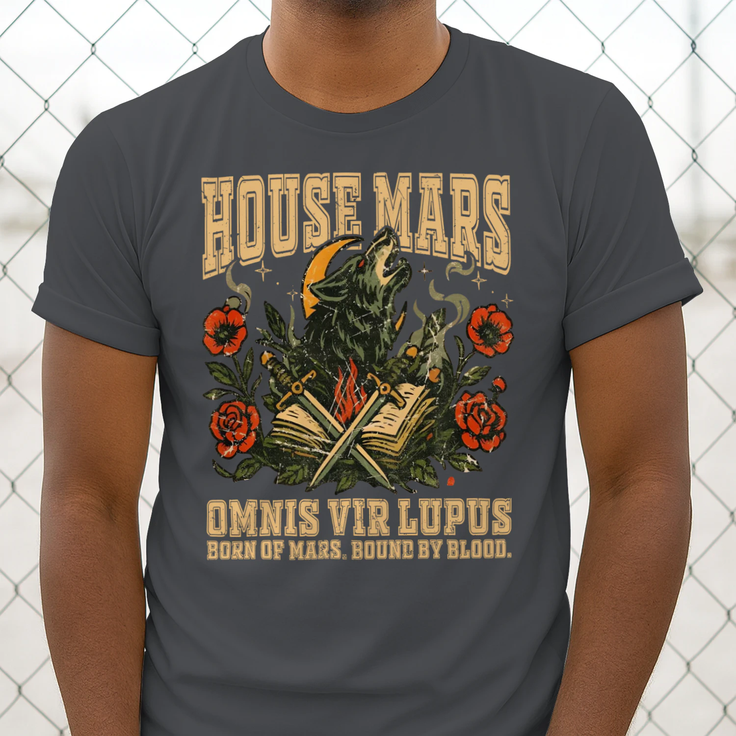House Mars Heavy Cotton Dark Colors T-shirt 1 Side, Red Rising Saga Gildan Tee, Science Fiction Book Shirt, Book Lover Gifts