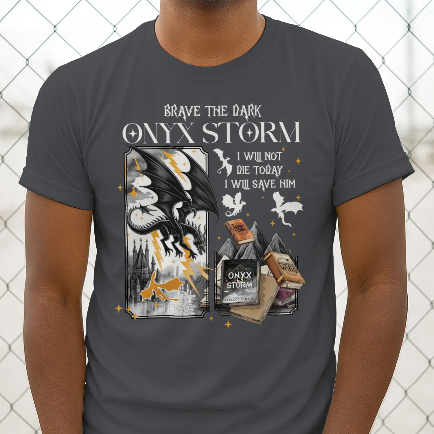 Brave The Dark Onyx Storm Heavy Cotton Dark Colors T-shirt 1 Side, The Empyrean Series Gildan Tee, Fantasy Romance Book Shirt, Book Lover Gifts