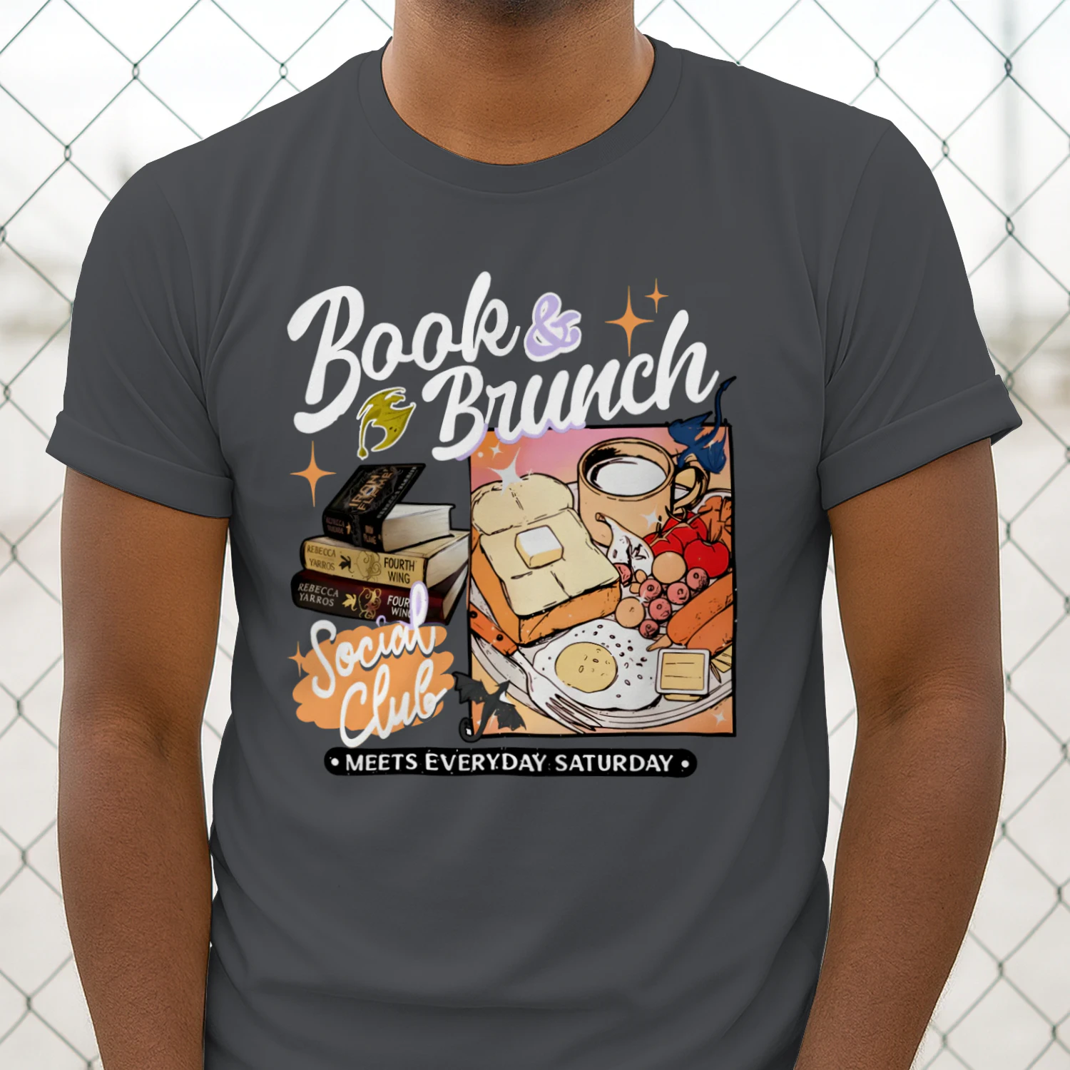 Book Brunch Heavy Cotton Dark Colors T-shirt 1 Side, Social Club Gildan Tee, Readers Club Shirt, Book Lover Gifts