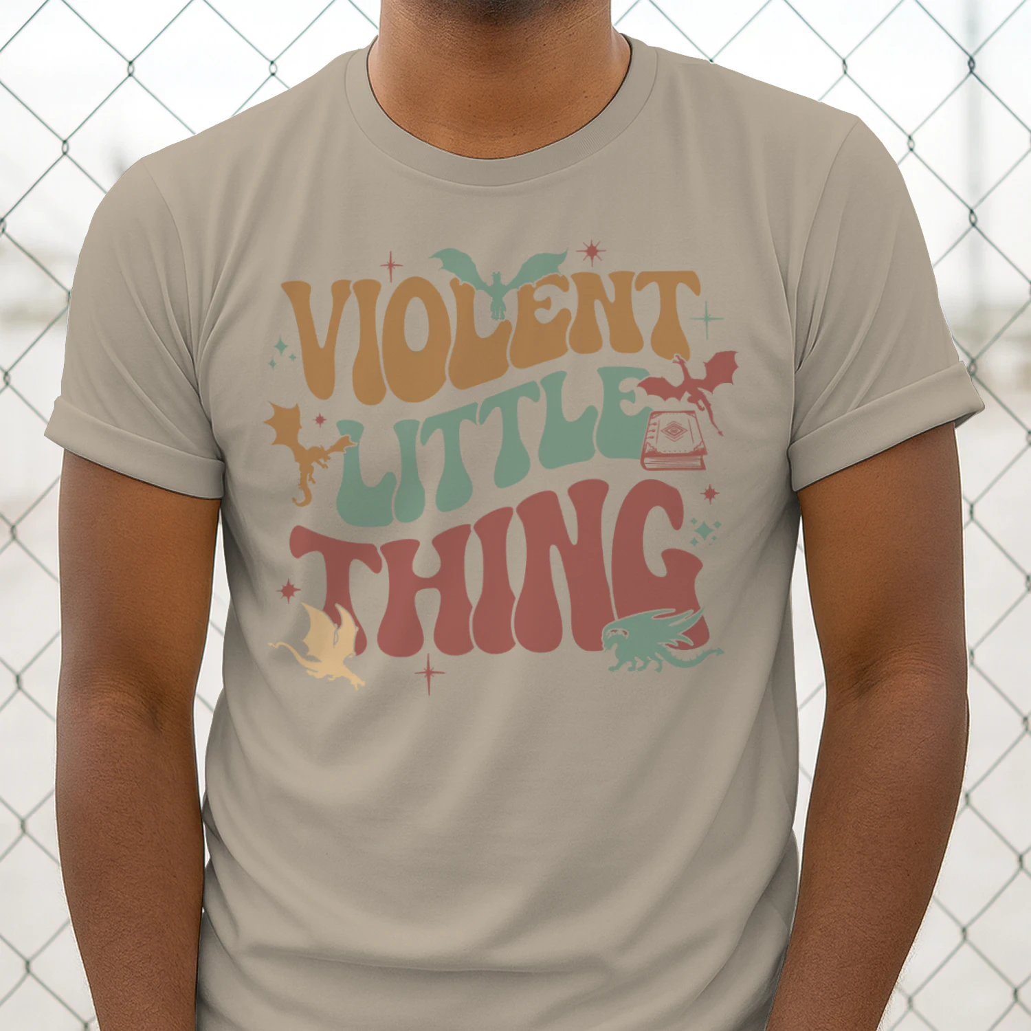 Violent Little Thing Heavy Cotton Light Colors T-shirt 1 Side, Fourth Wing Gildan Tee, Romantasy Book Shirt, Book Gifts