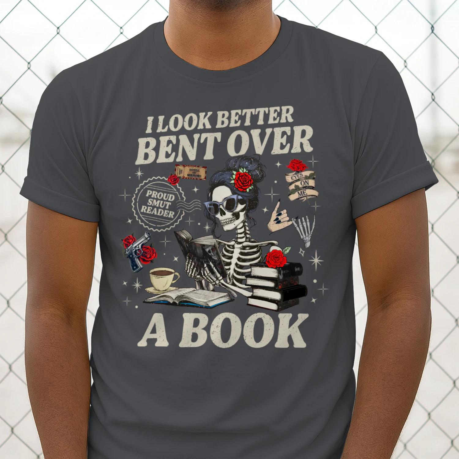 I Look Better Bent Over A Book Heavy Cotton Dark Colors T-shirt 1 Side, Haunting Adeline Gildan Tee, Dark Romance Shirt, Book Lover Gifts