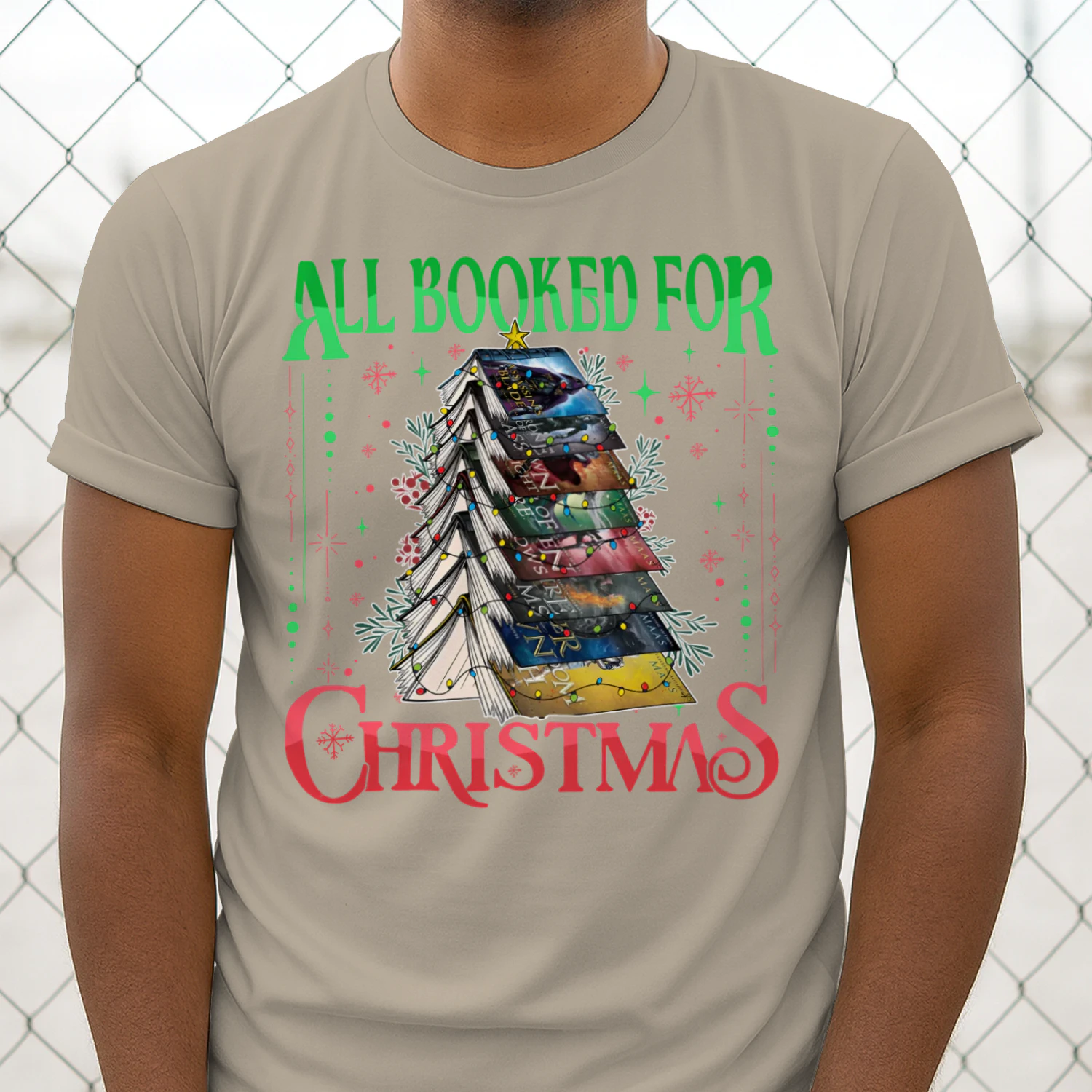 All Booked For Christmas Heavy Cotton Light Colors T-shirt 1 Side, Acotar Gildan Tee, Romantasy Book Shirt, Book Gifts