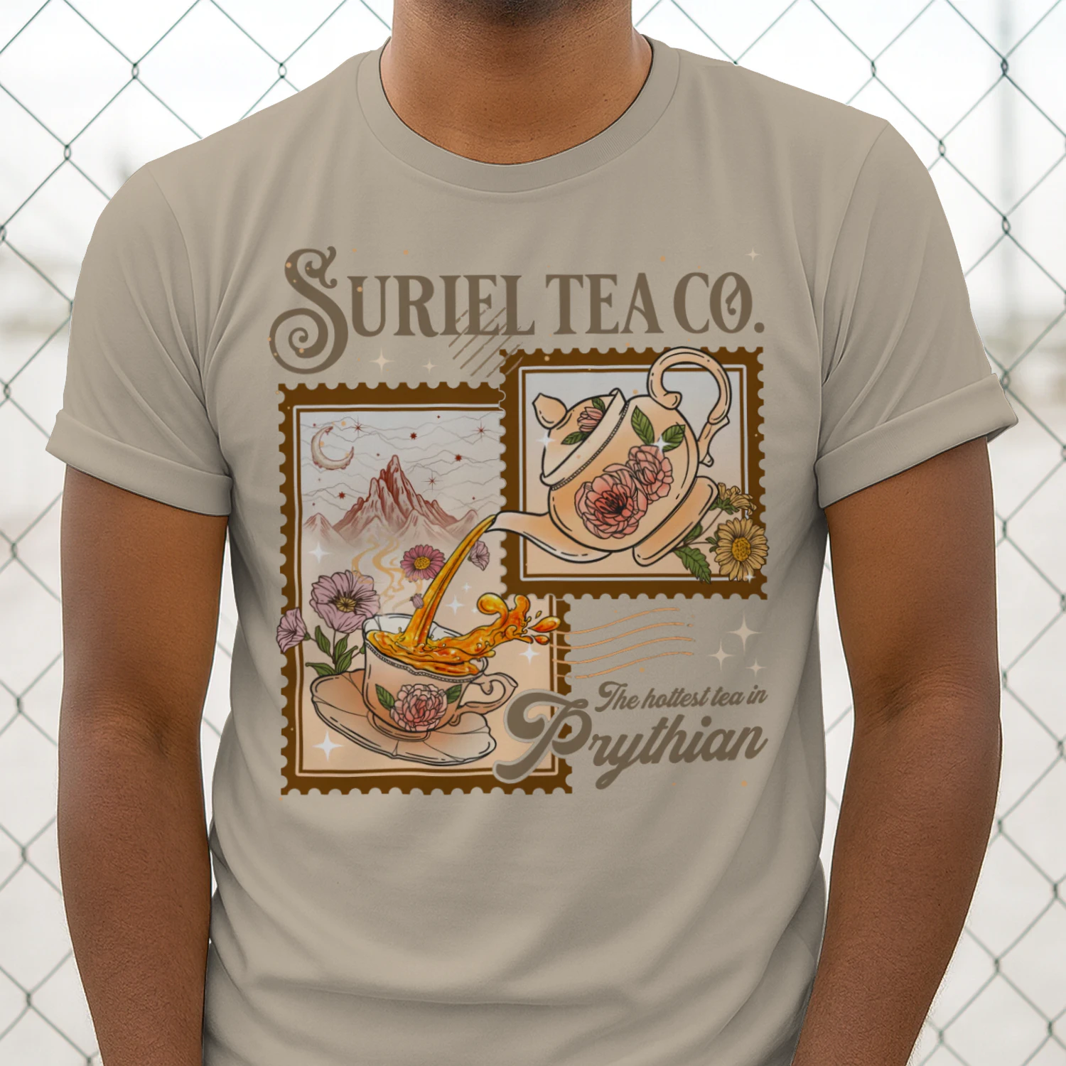 Suriel Tea Co Heavy Cotton Light Colors T-shirt 1 Side, Acotar Series Gildan Tee, Fantasy Romance Book Shirt, Book Lover Gifts