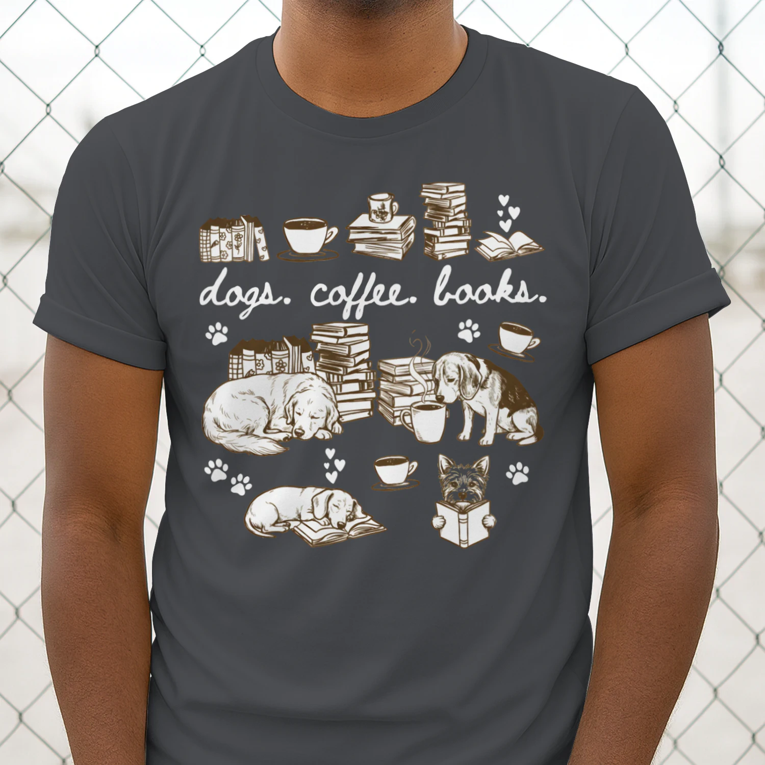 Dogs, Coffee and Book Club Heavy Cotton Dark Colors T-shirt 1 Side, Book Club Gildan Tee, Readers Club Shirt, Book Lover Gifts