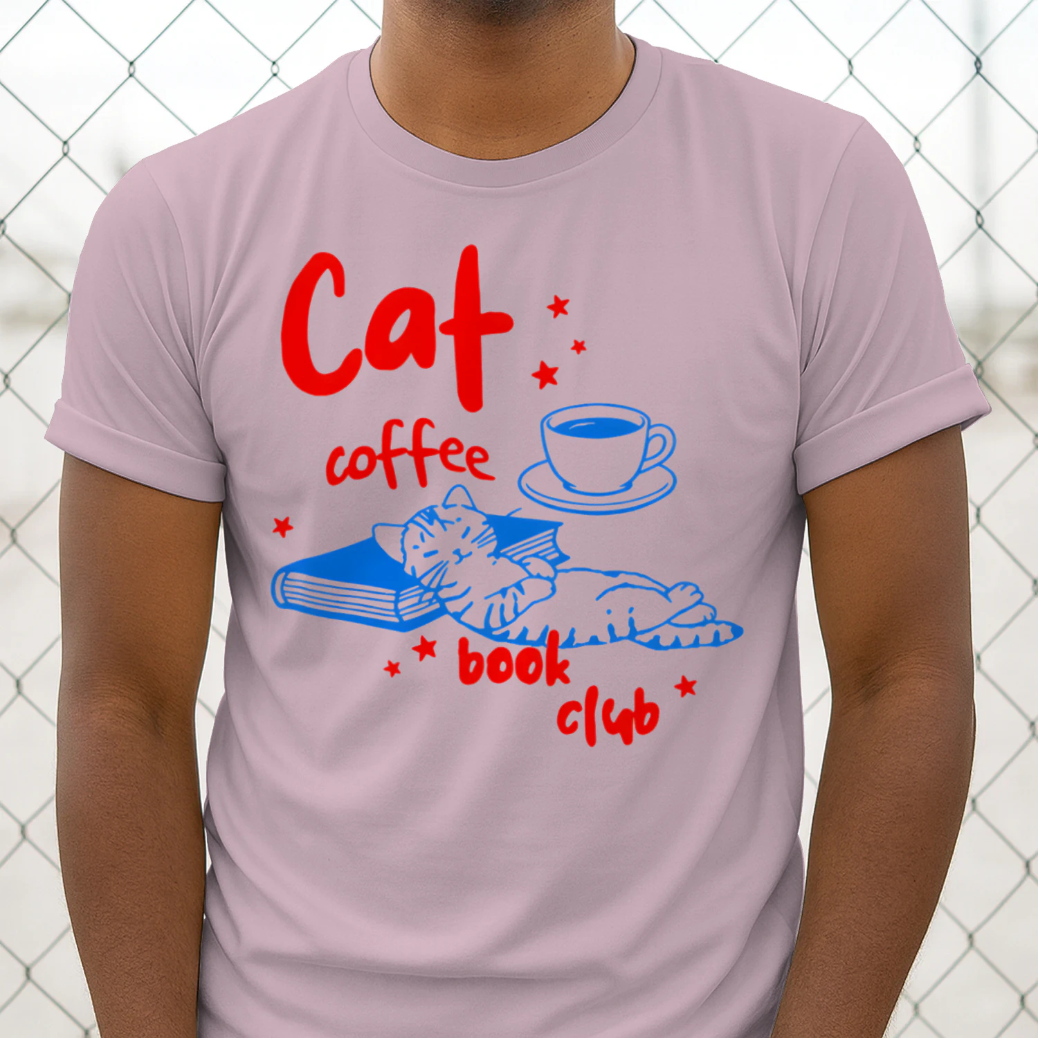 Cat, Coffee, Book Club Heavy Cotton Light Colors T-shirt 1 Side, Book Club Gildan Tee, Readers Club Shirt, Book Lover Gifts